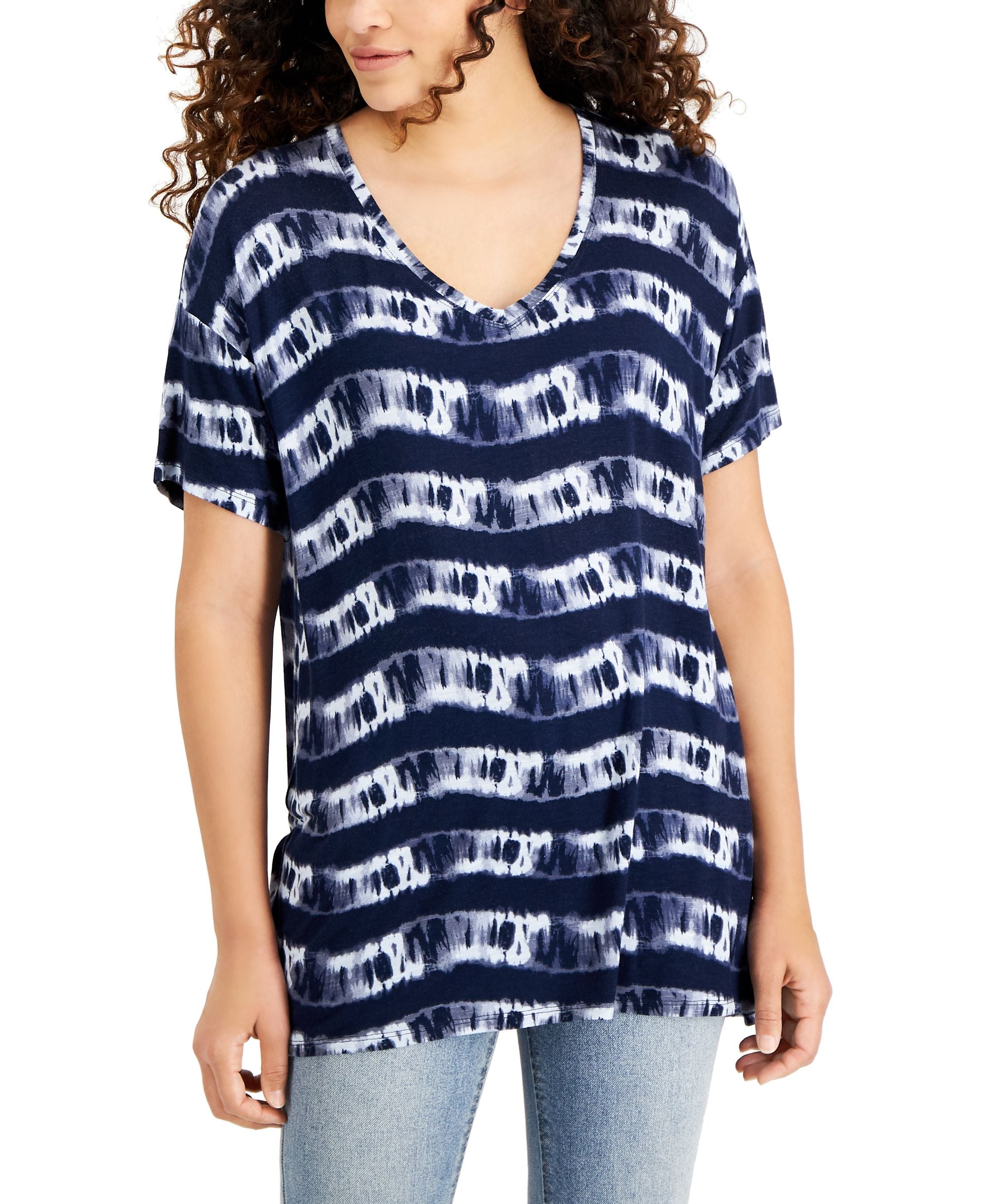 Style & Co Drapey V Neck Short Sleeve T-Shirt