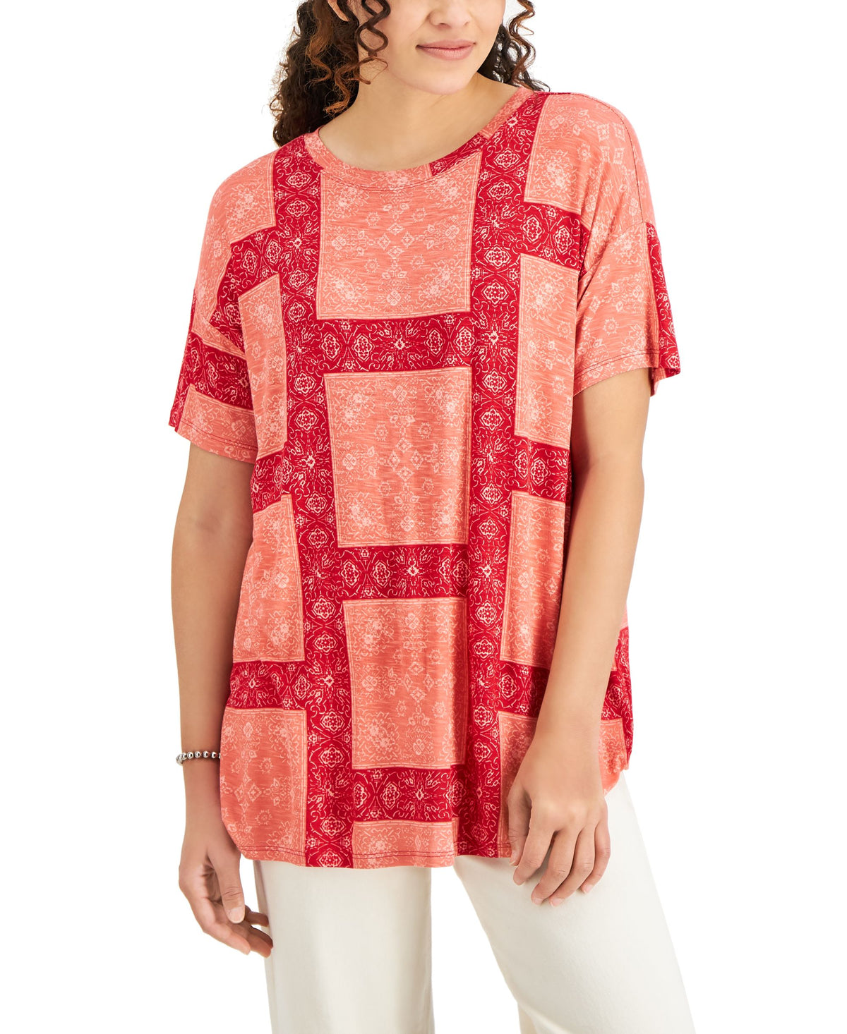 Style & Co Printed Dropped Shoulder Top