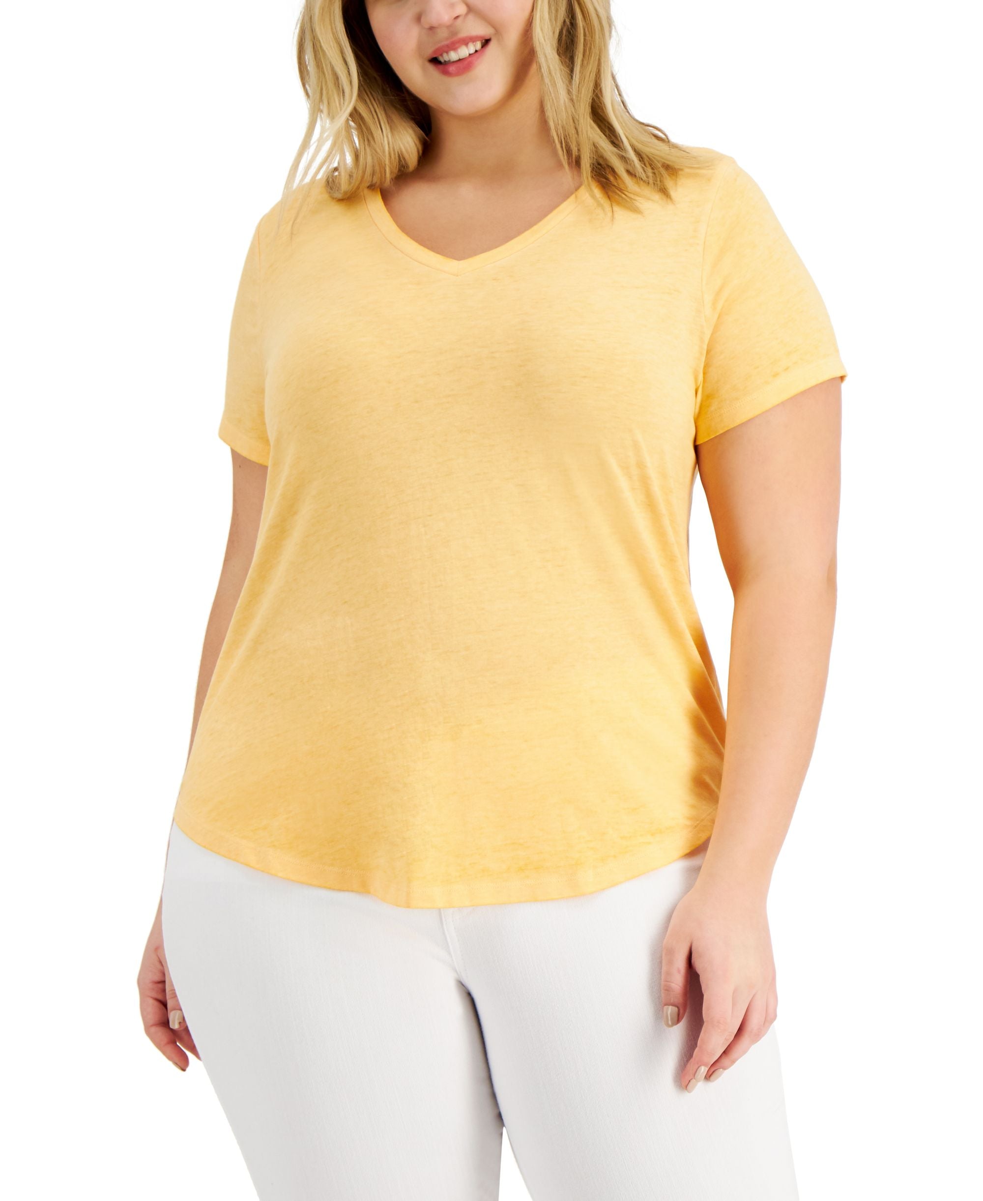 Style & Co Plus Size Solid Burnout T-Shirt