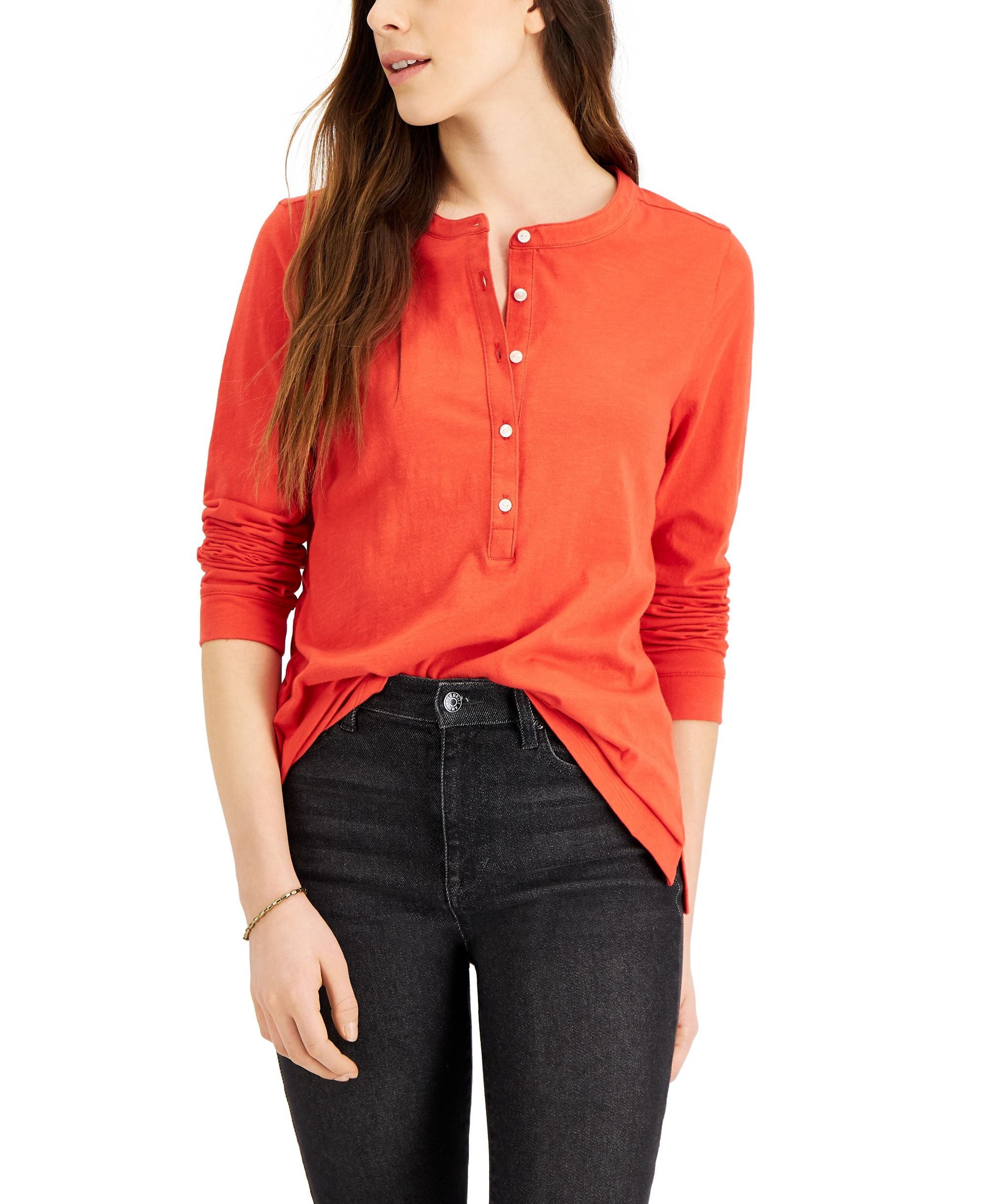 Style & Co Womens Cotton Crewneck Top