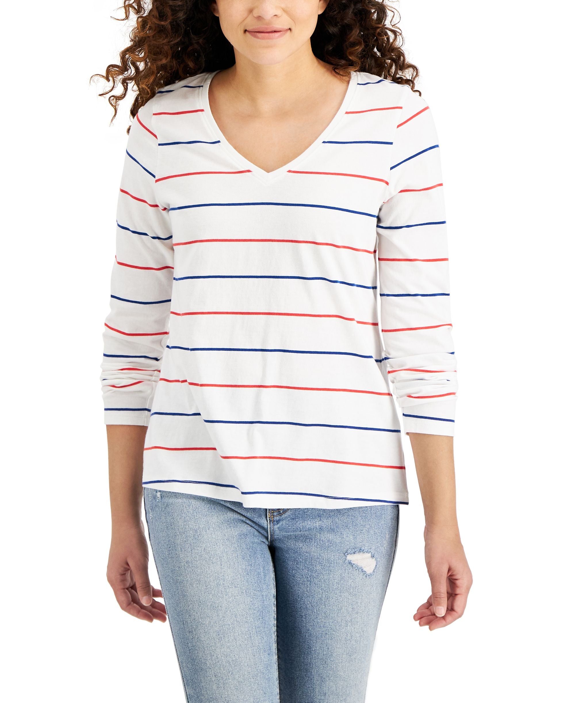 Style & Co Cotton Field Stripes T-Shirt