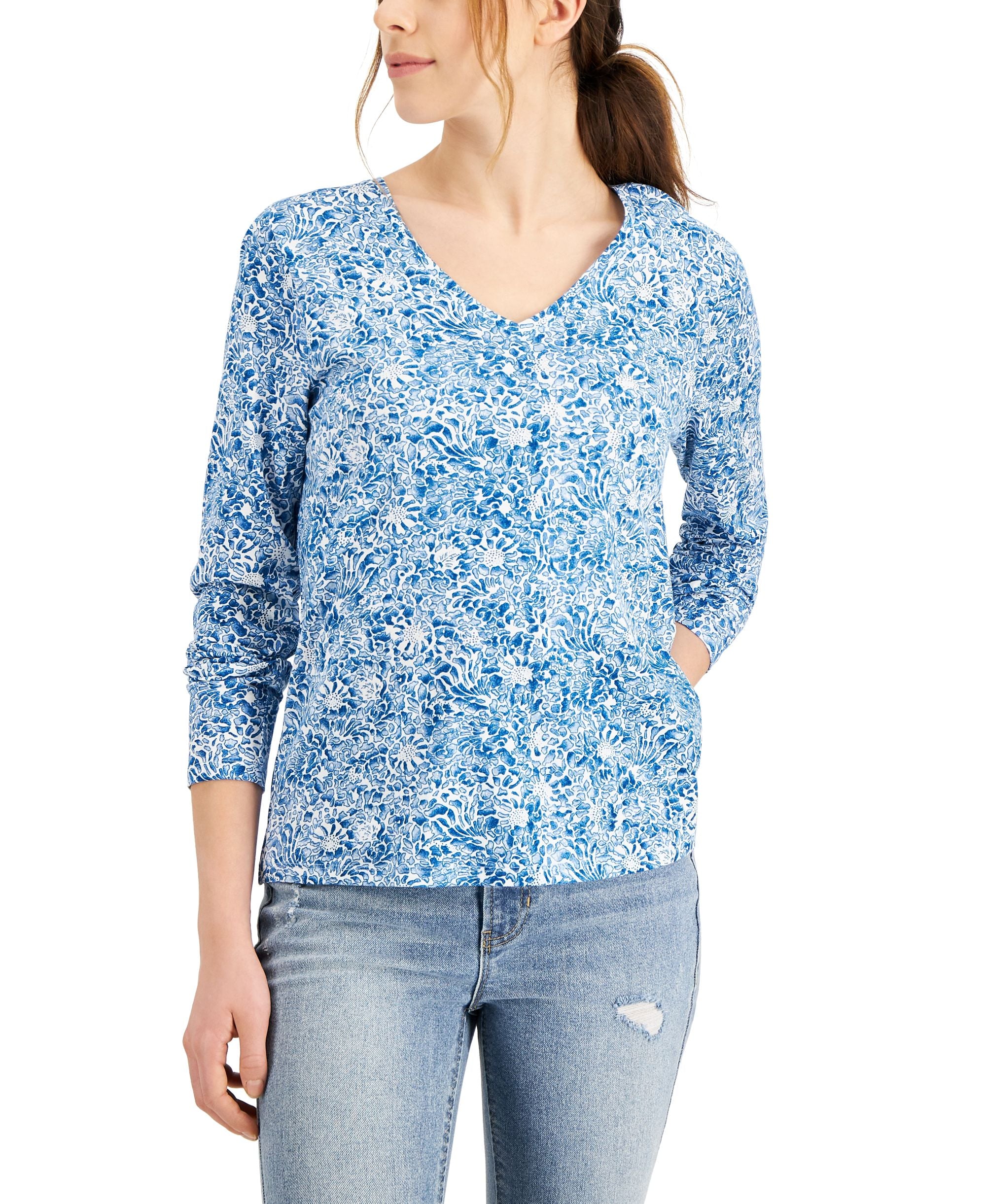 Style & Co Cotton Printed Top