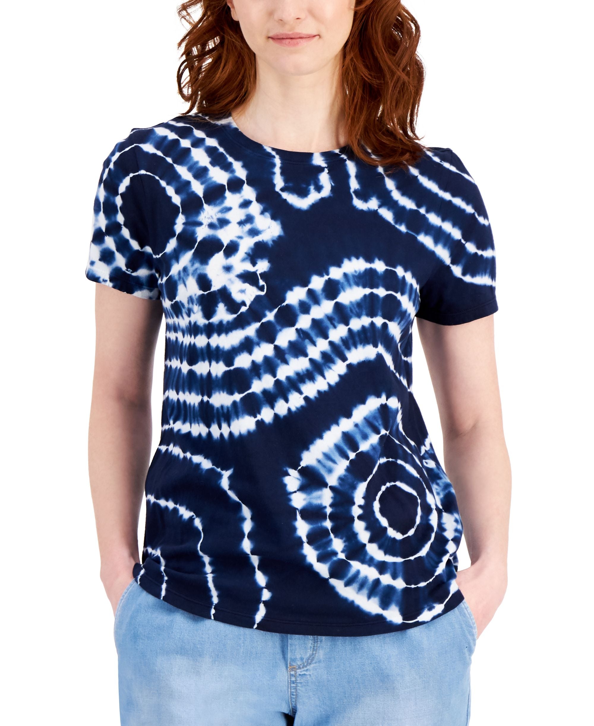 Style & Co Petite Cotton Tie Dyed T-Shirt