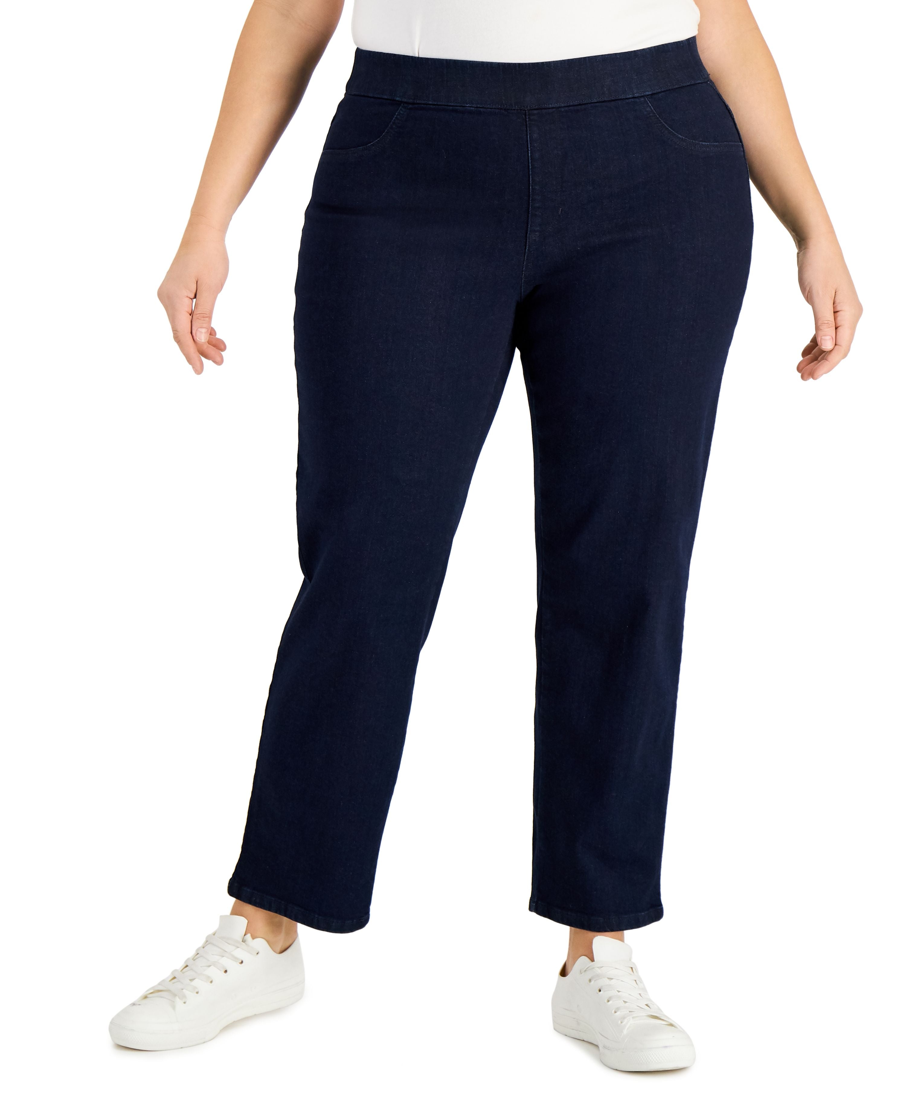 Plus Size Pull-On Denim Pants