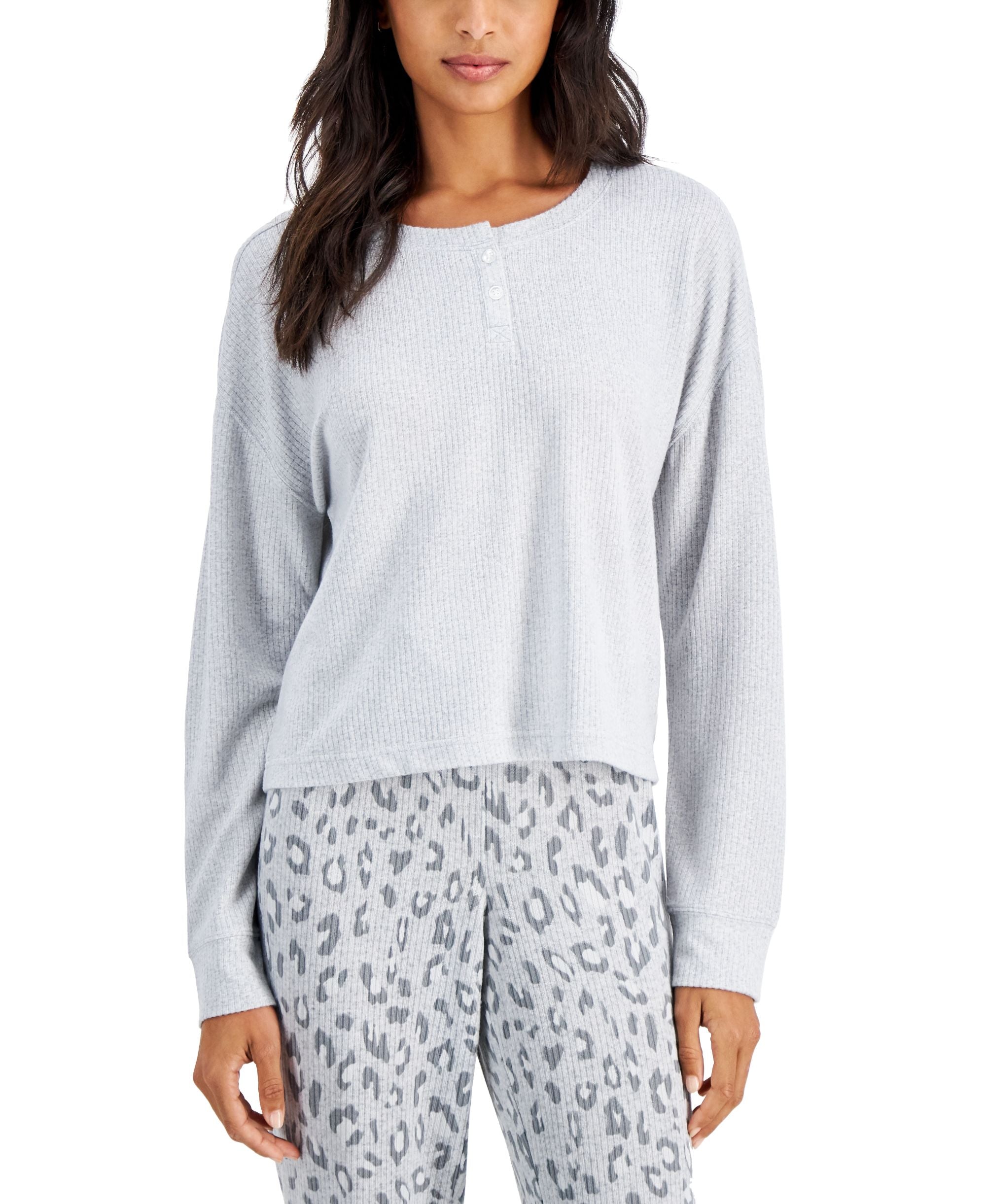 Jenni Ribbed Henley Pajama Top