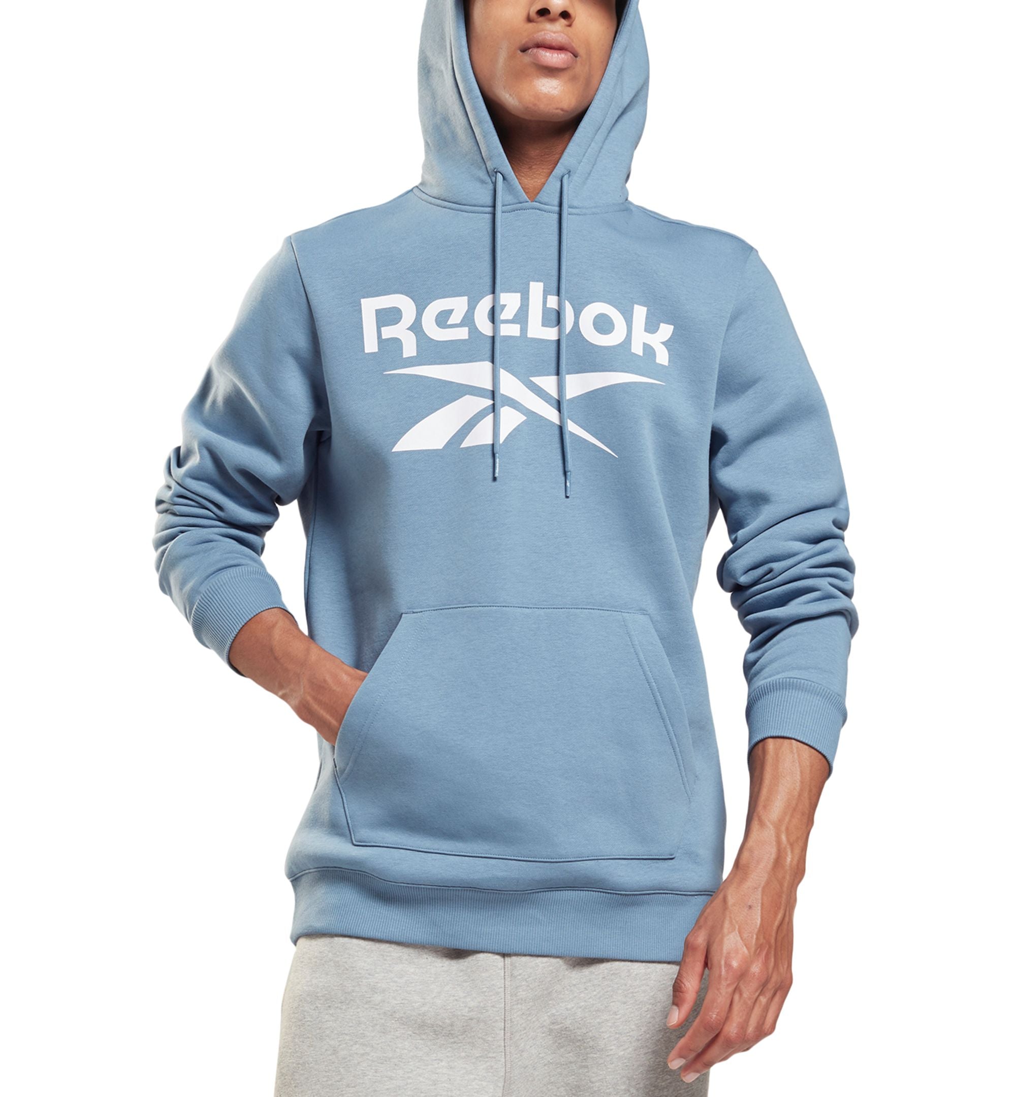 Reebok Mens Logo Print Fleece Hoodie