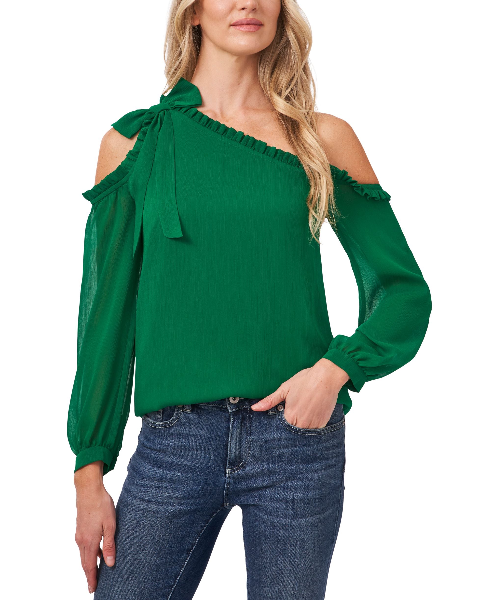 Cece Petite Solid One Shoulder Top