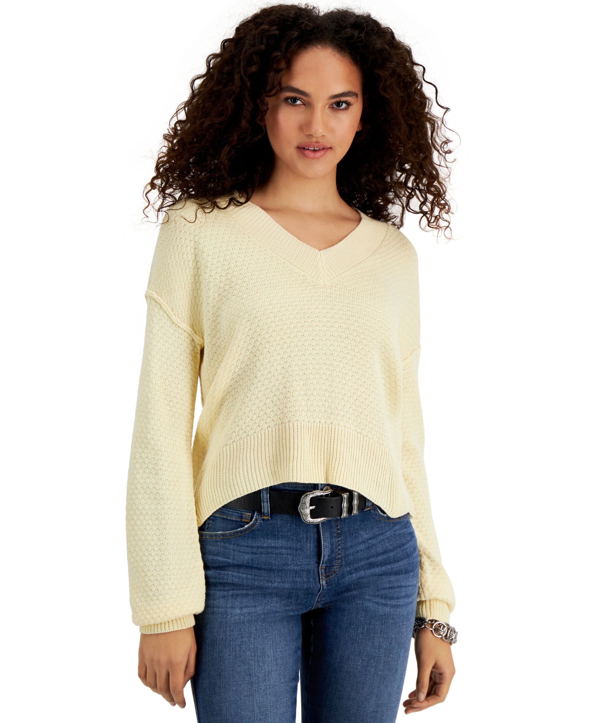 Hippie Rose Juniors' V-Neck Pullover Sweater