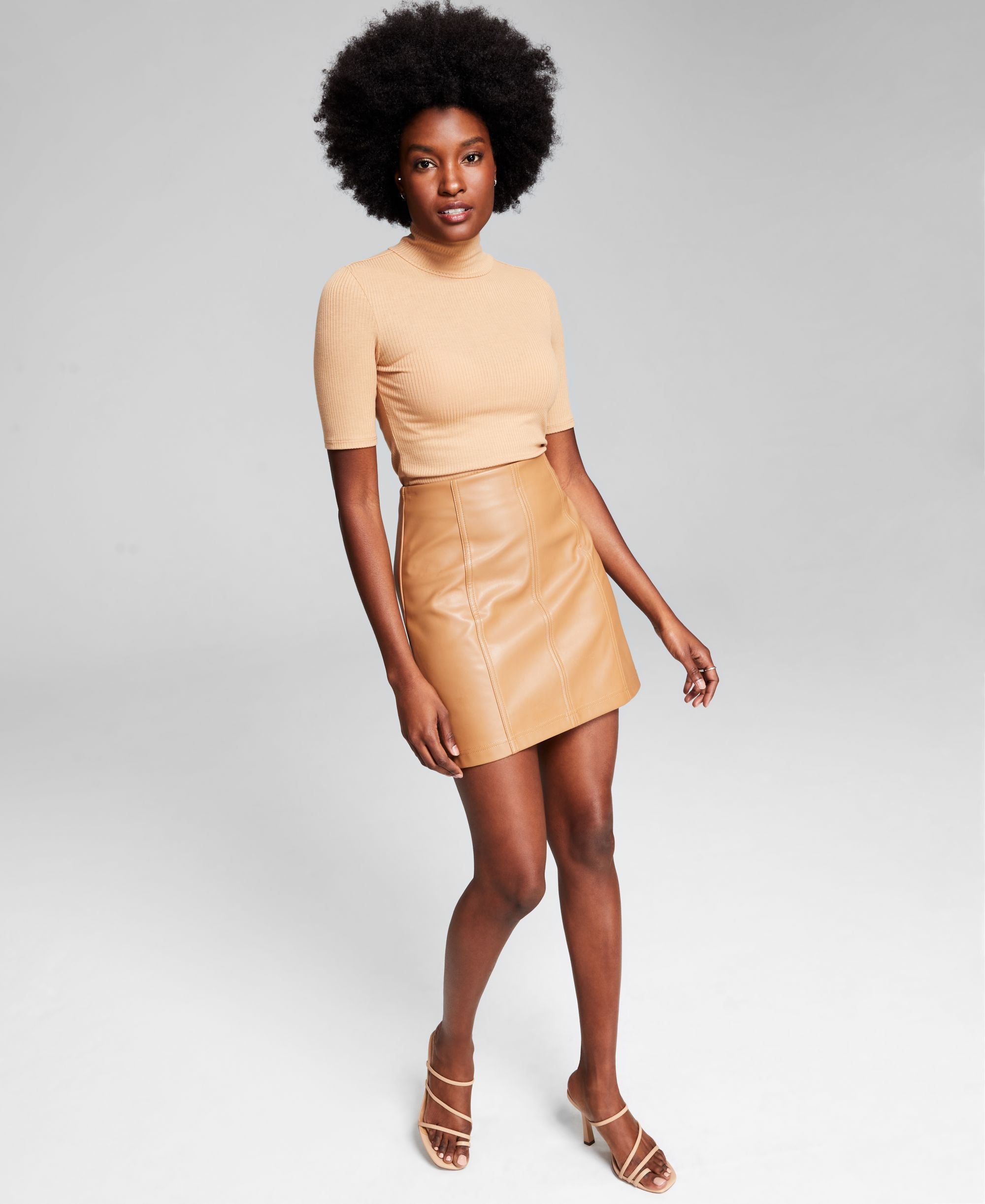 Now This Womens Ribbed Mock Neck Top