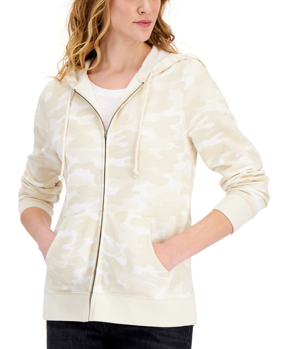 Style & Co Camo Print Zip Up Hoodie