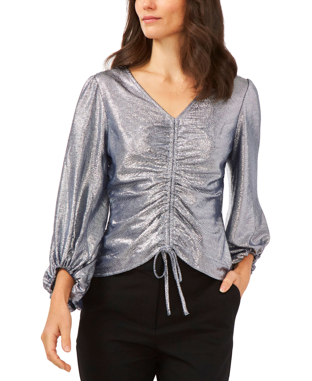 Metallic Drawstring Blouse