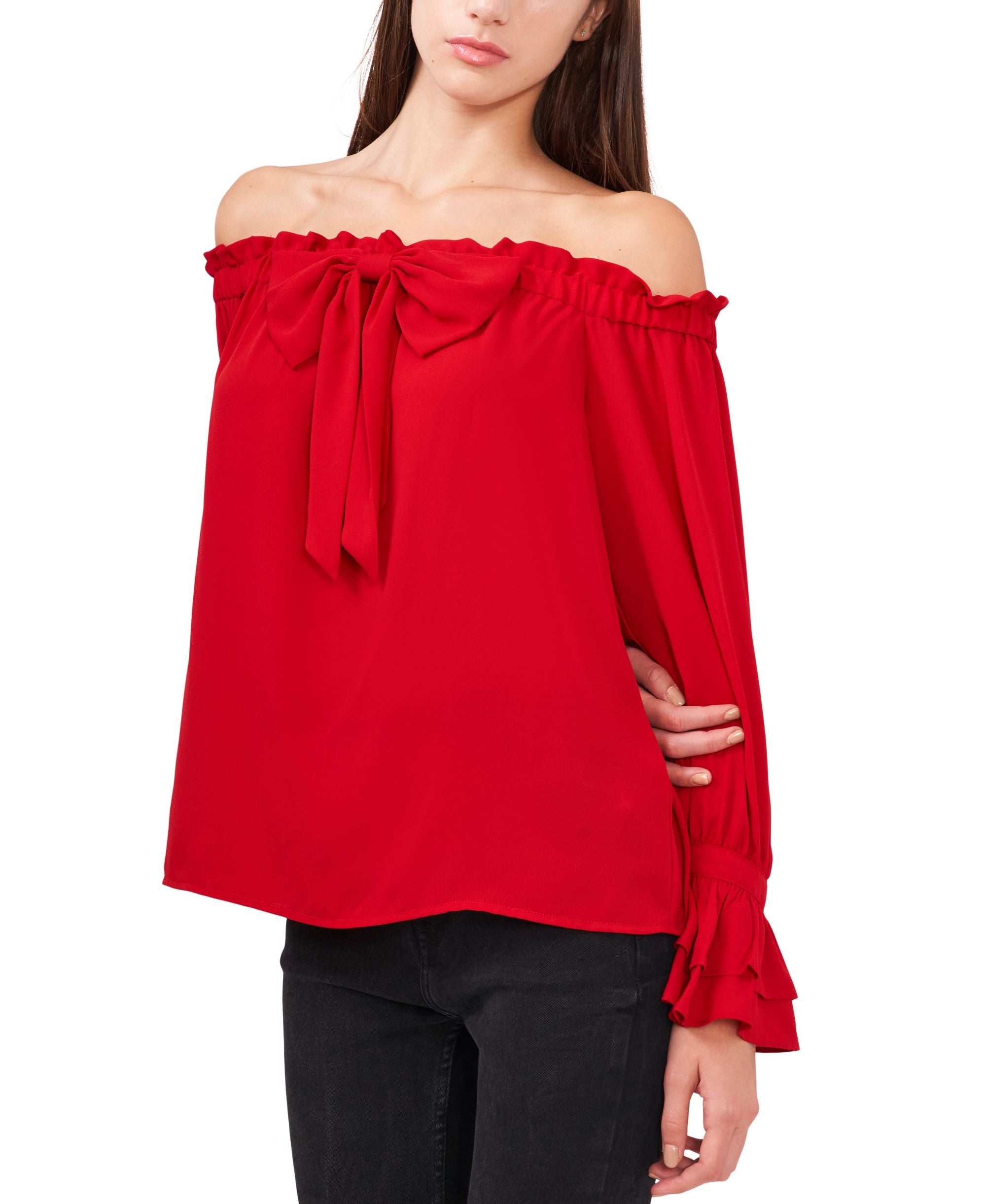 Riley Rae Off The Shoulder Bow Blouse