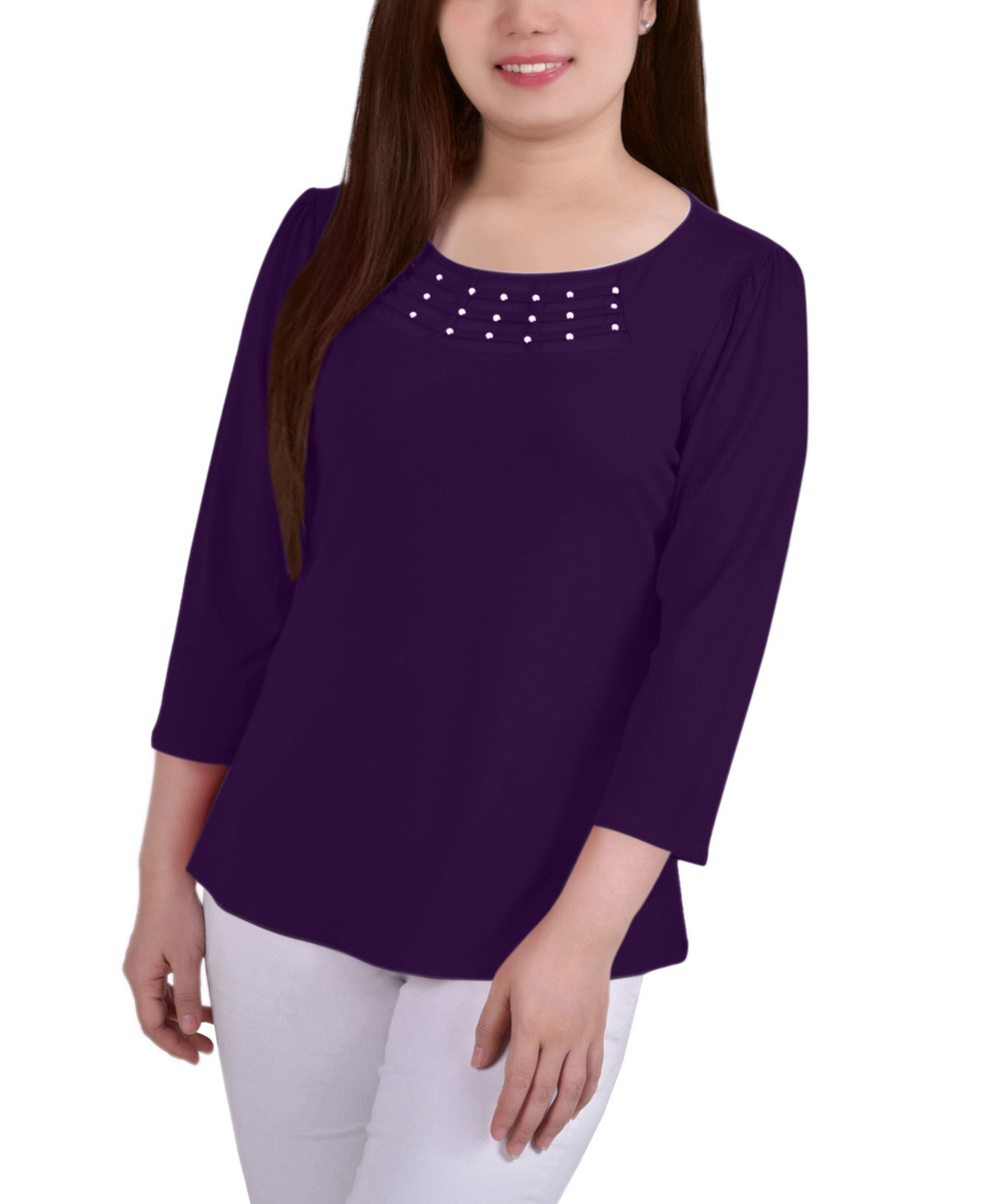 Petite 3/4 Sleeve Crepe Knit Top