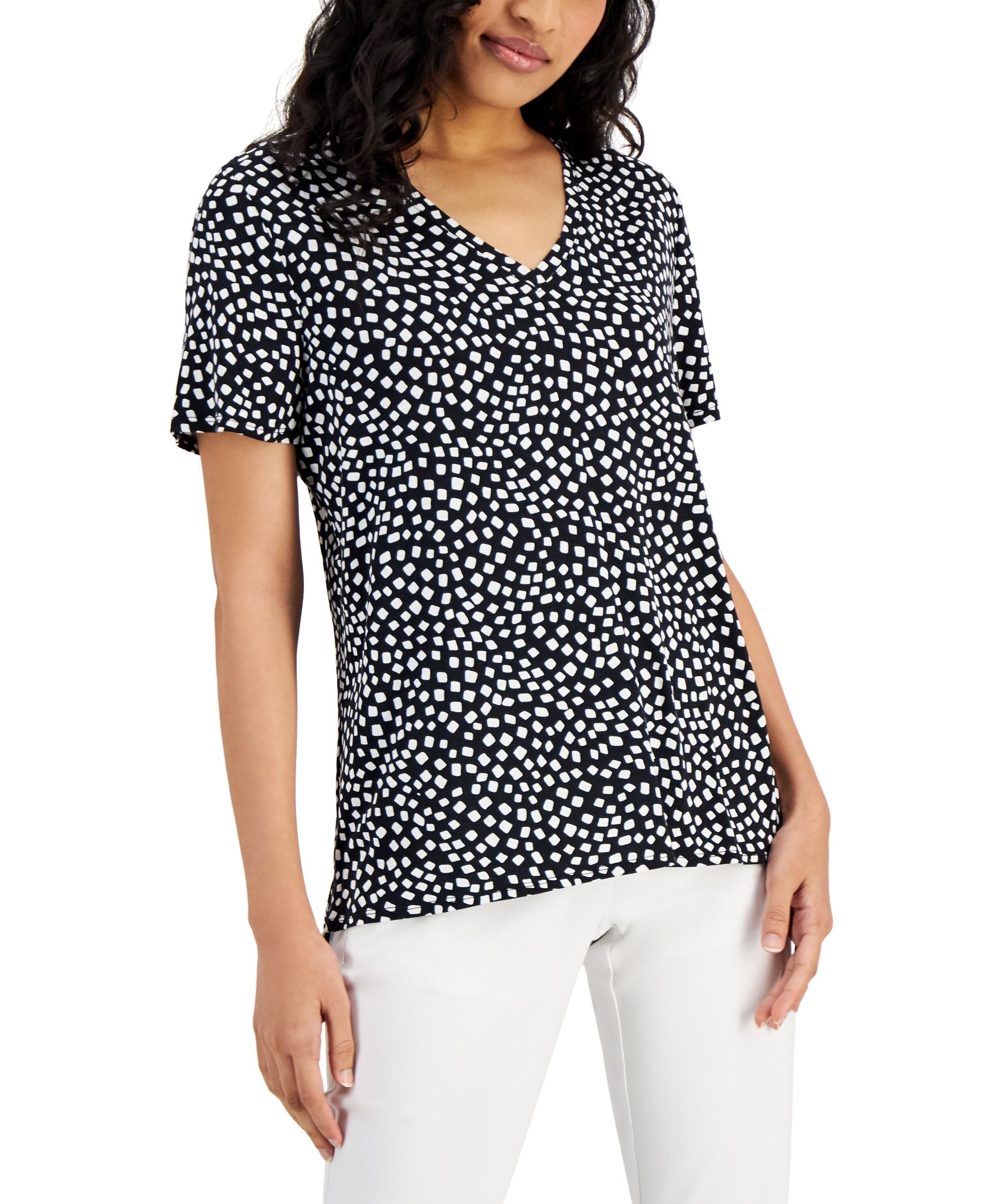 Women's Printed V-Neck T-Shirt