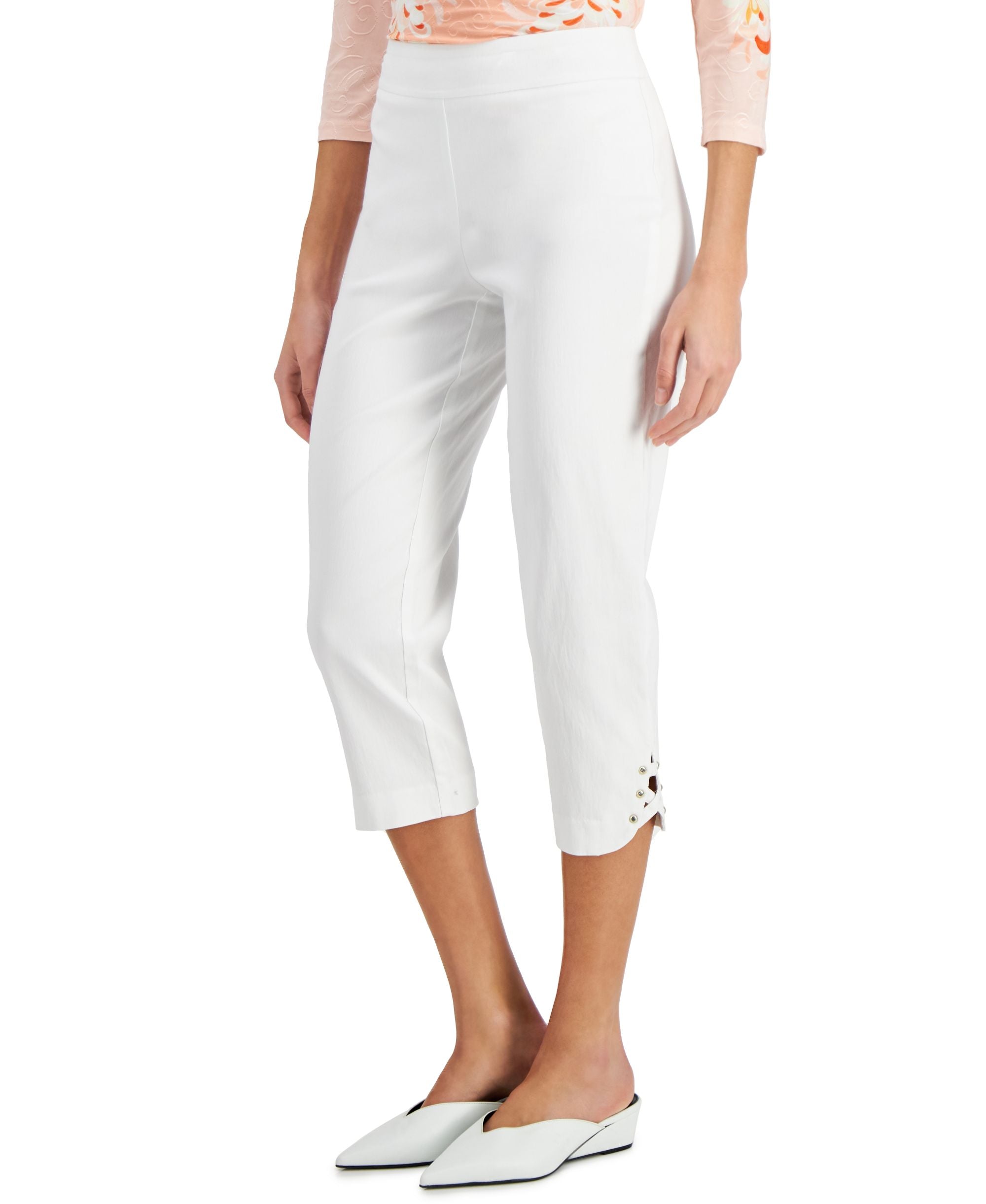 JM Collection Petite Crisscross Hem Capri Pants