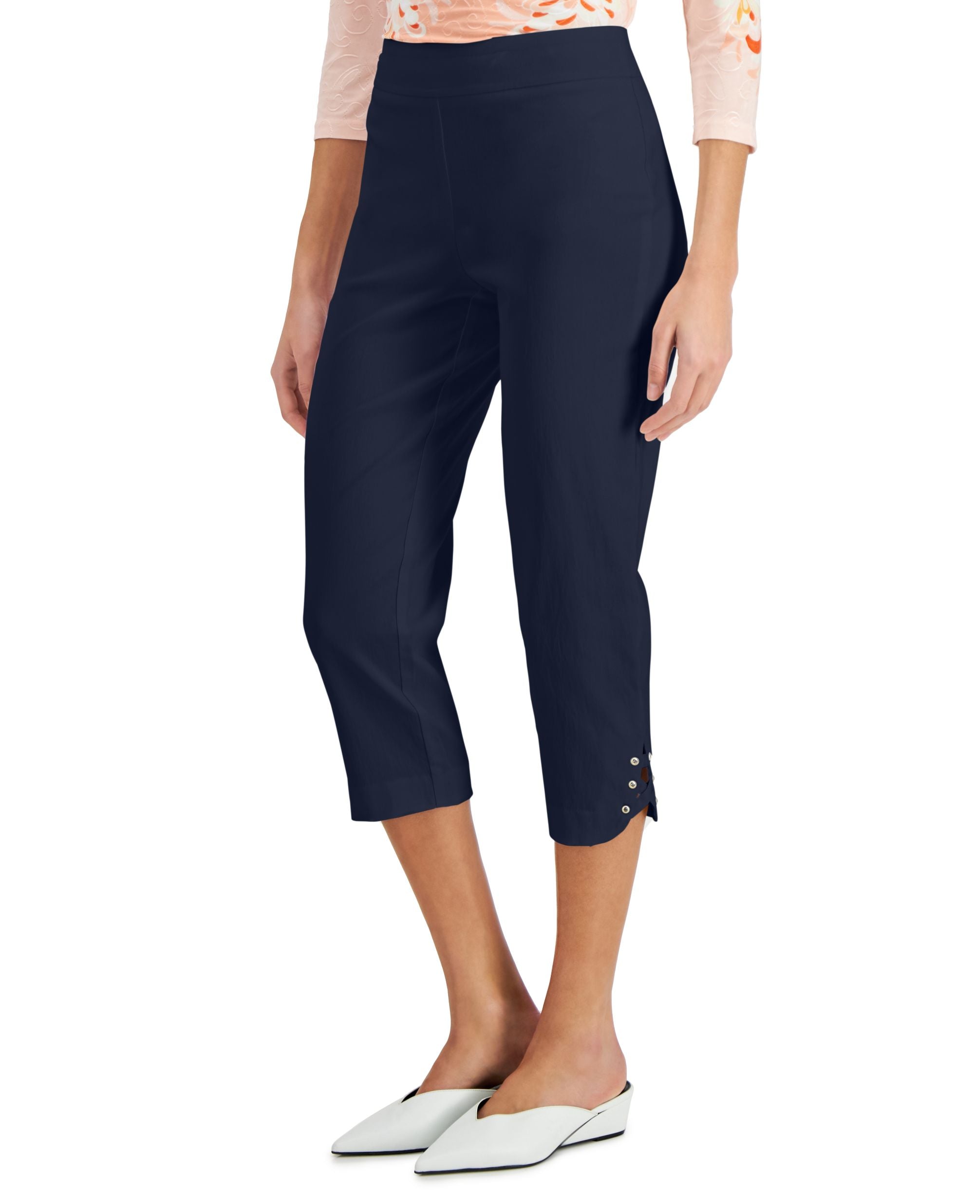 JM Collection Petite Crisscross Hem Capri Pants