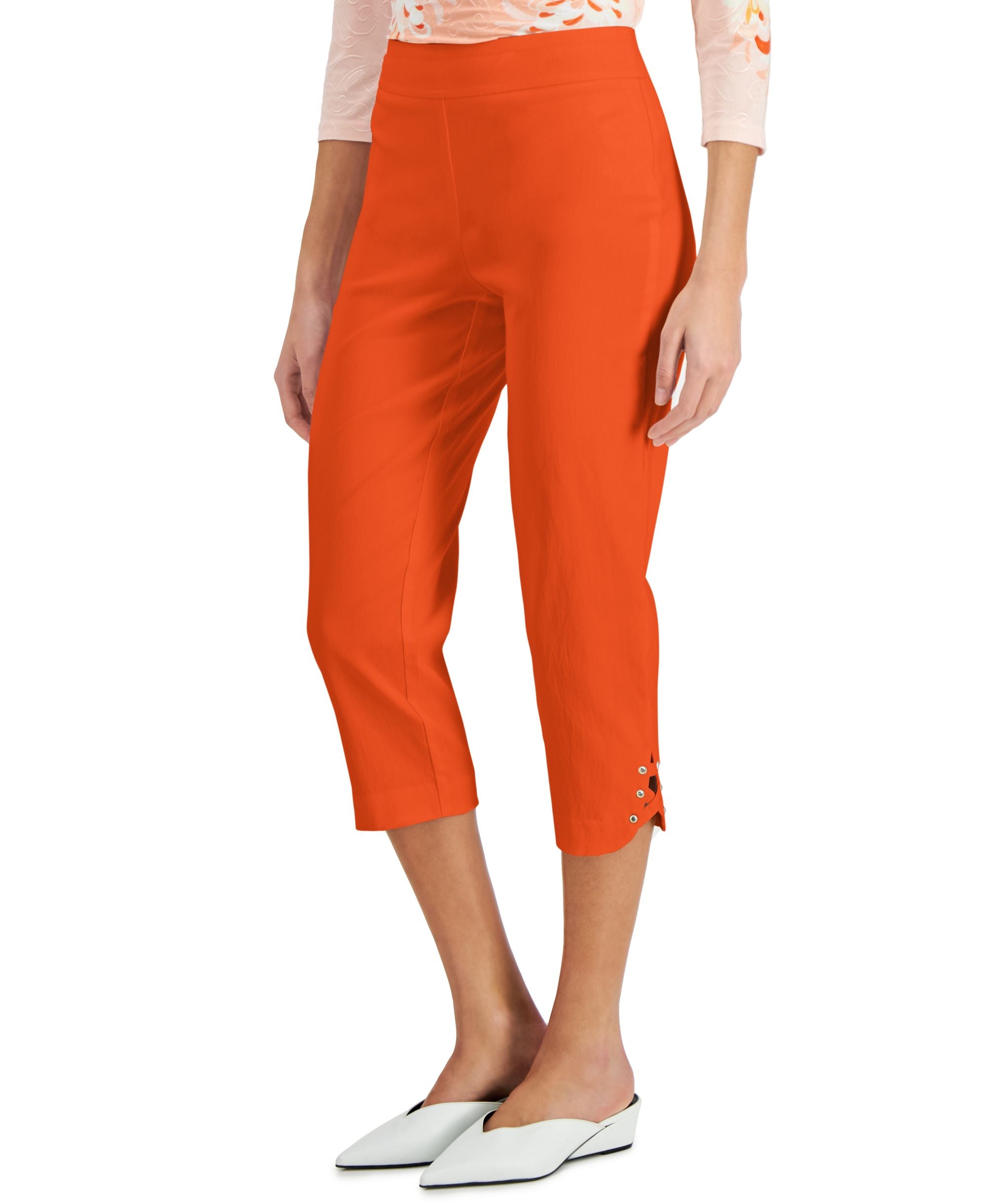JM Collection Lattice Hem Capri Pants