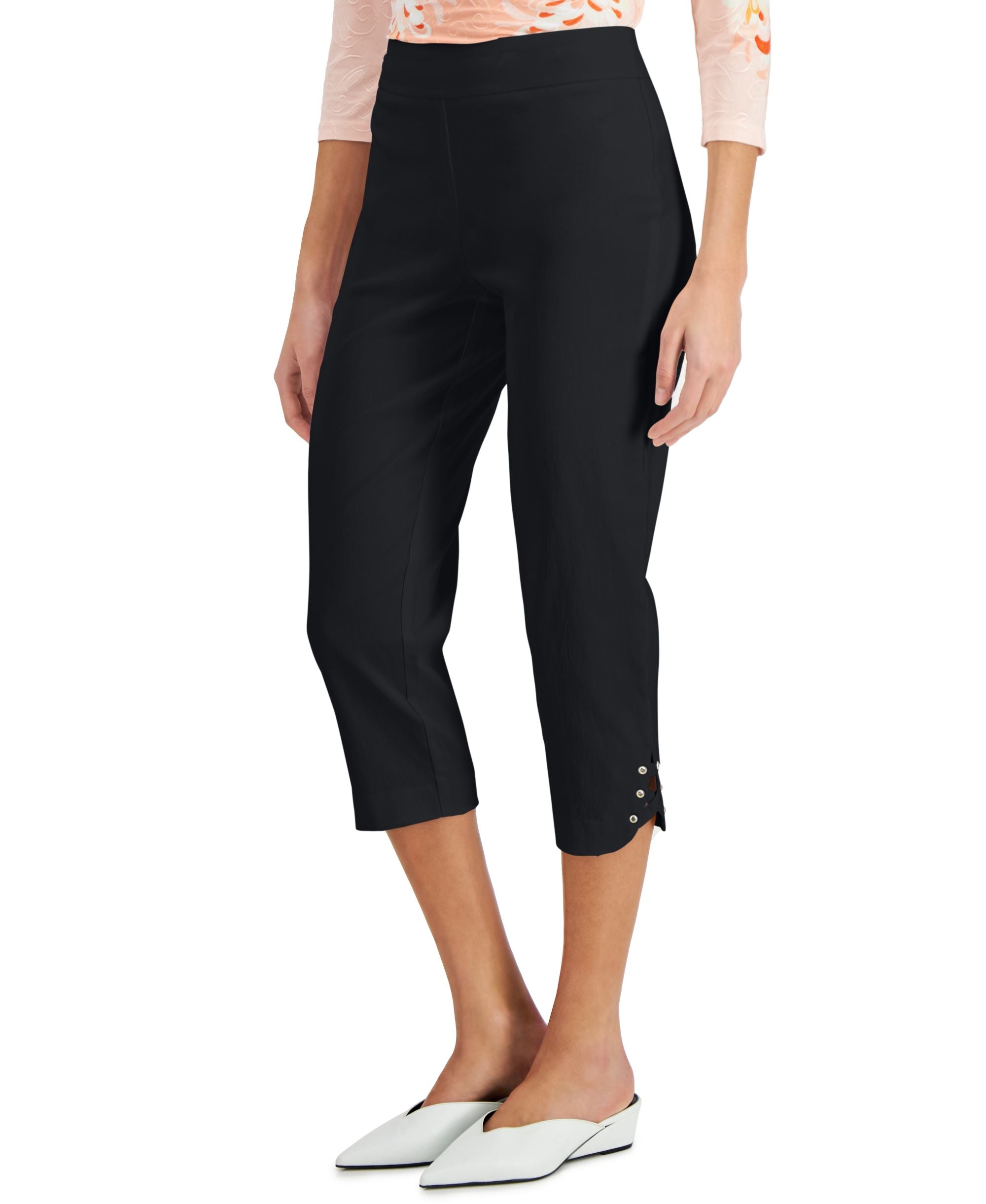 JM Collection Lattice Hem Capri Pants