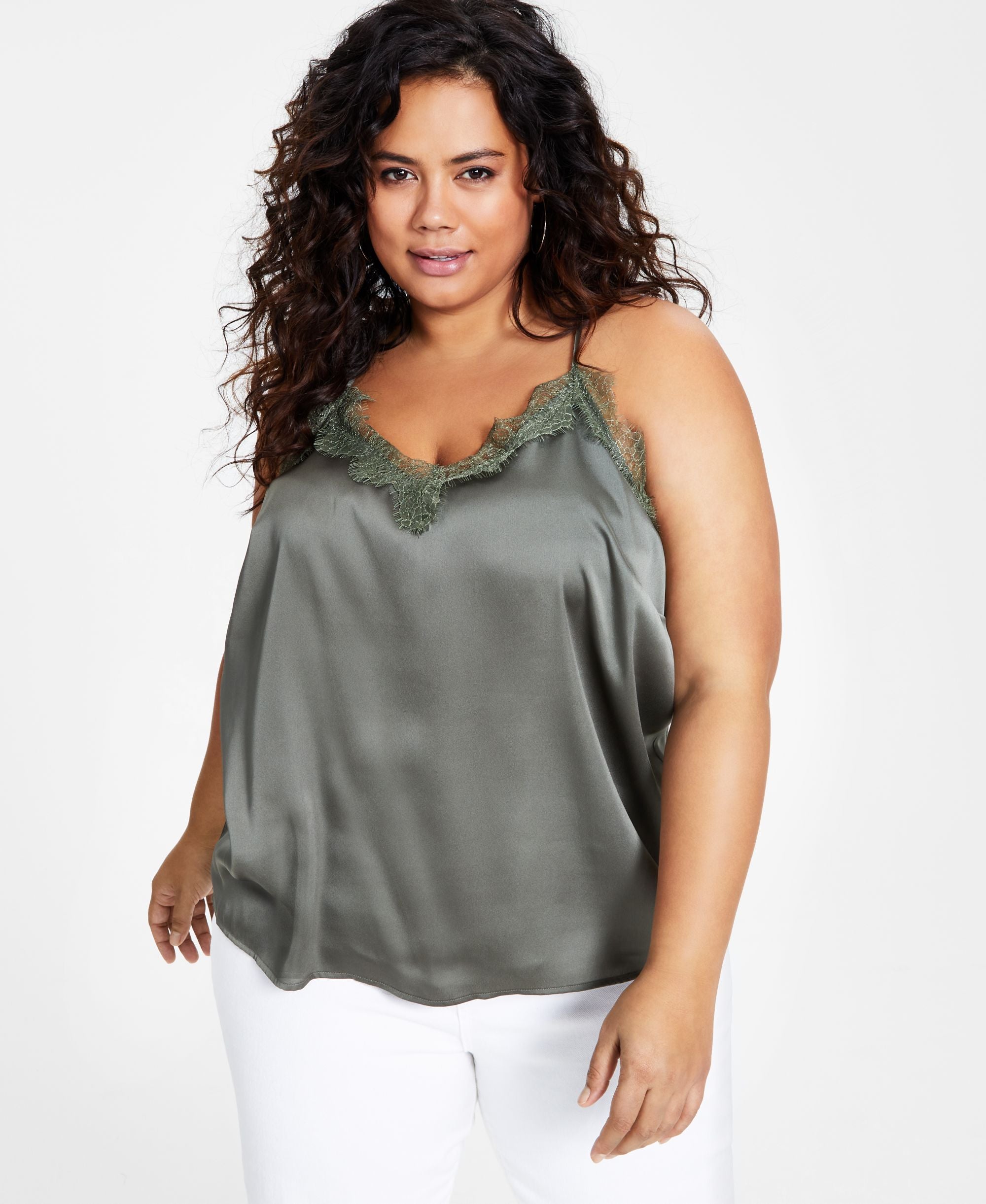 Bar III Plus Size Lace Trim Camisole