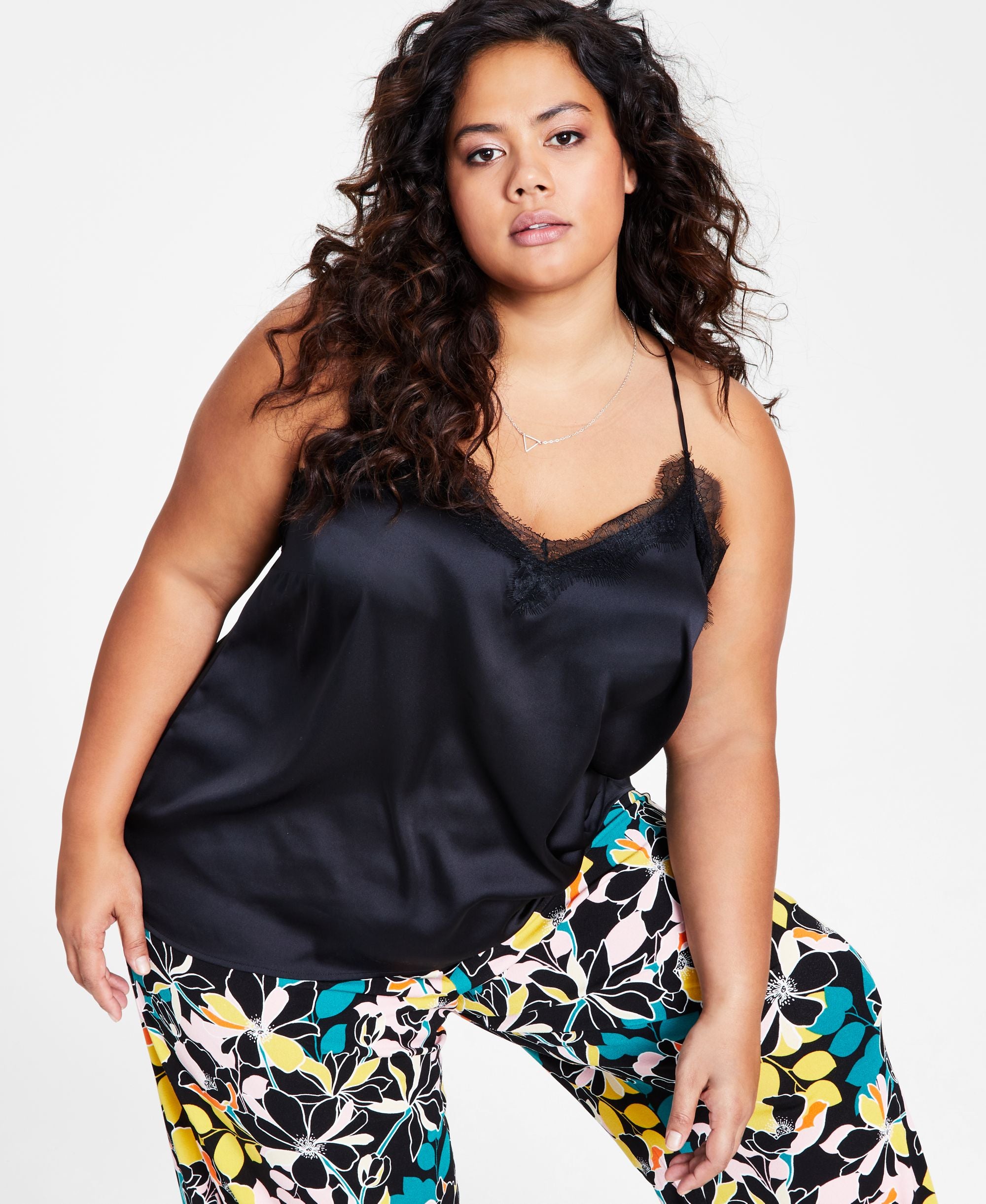 Bar III Plus Size Lace Trim Camisole