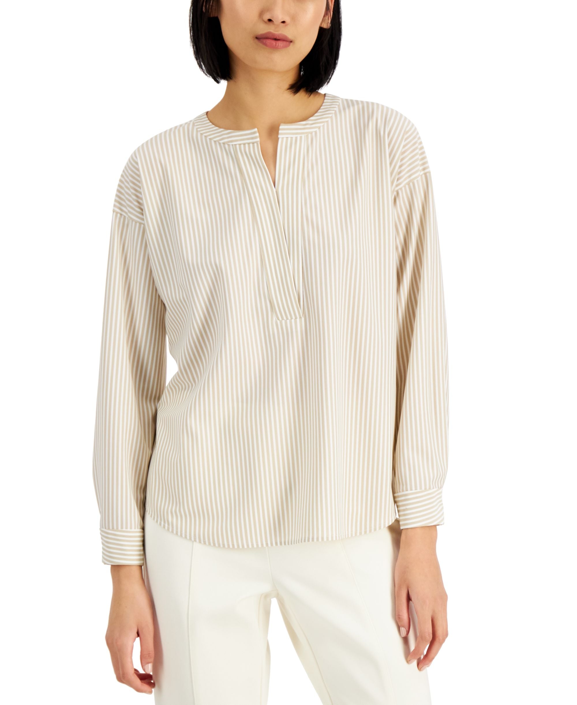 Alfani Striped Split Neck Top