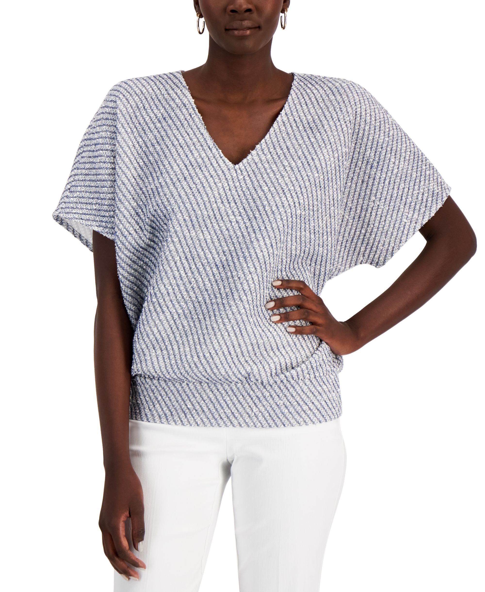 Alfani Striped Banded Hem Top