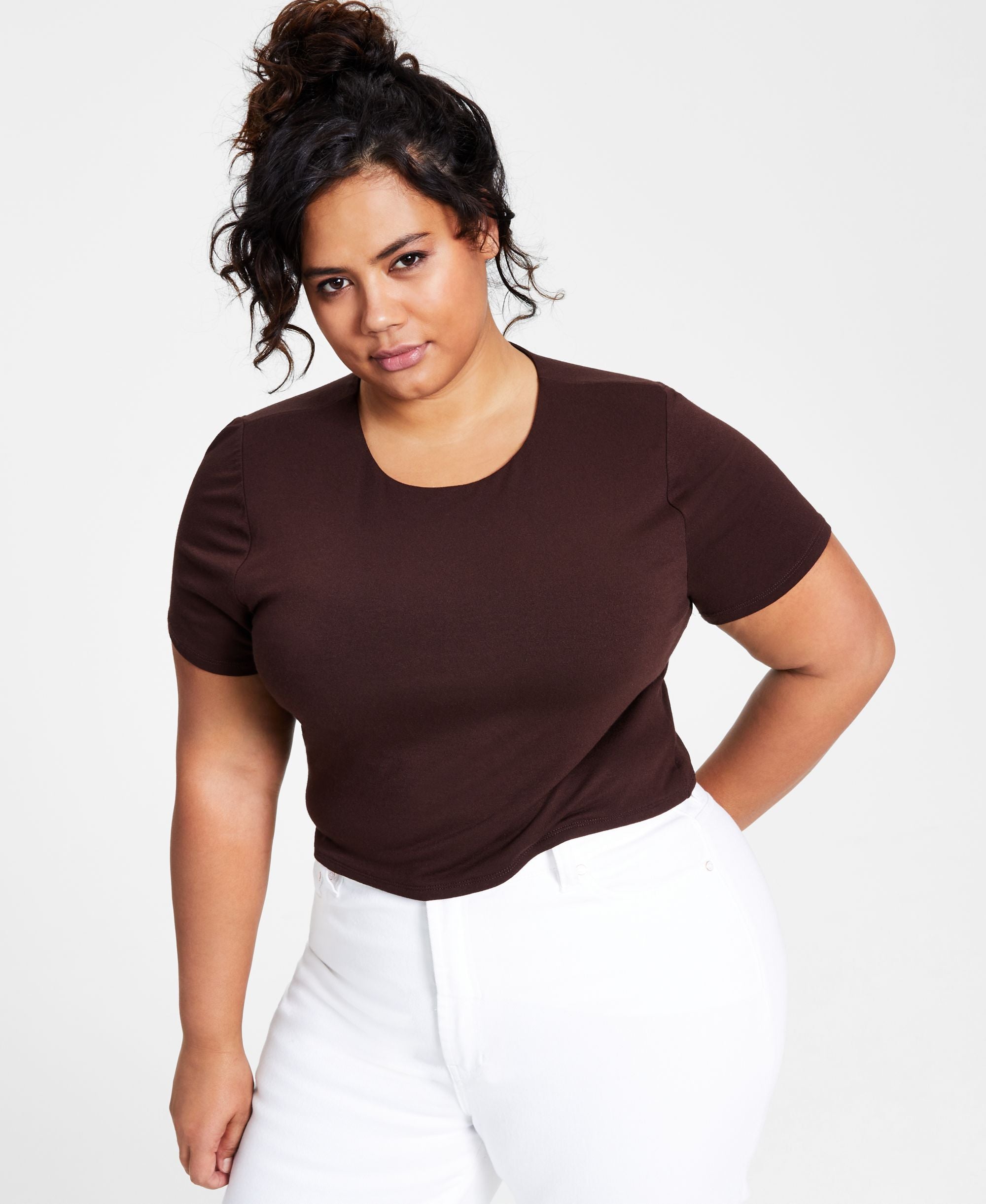 Bar III Plus Size Bodycon Crop Top