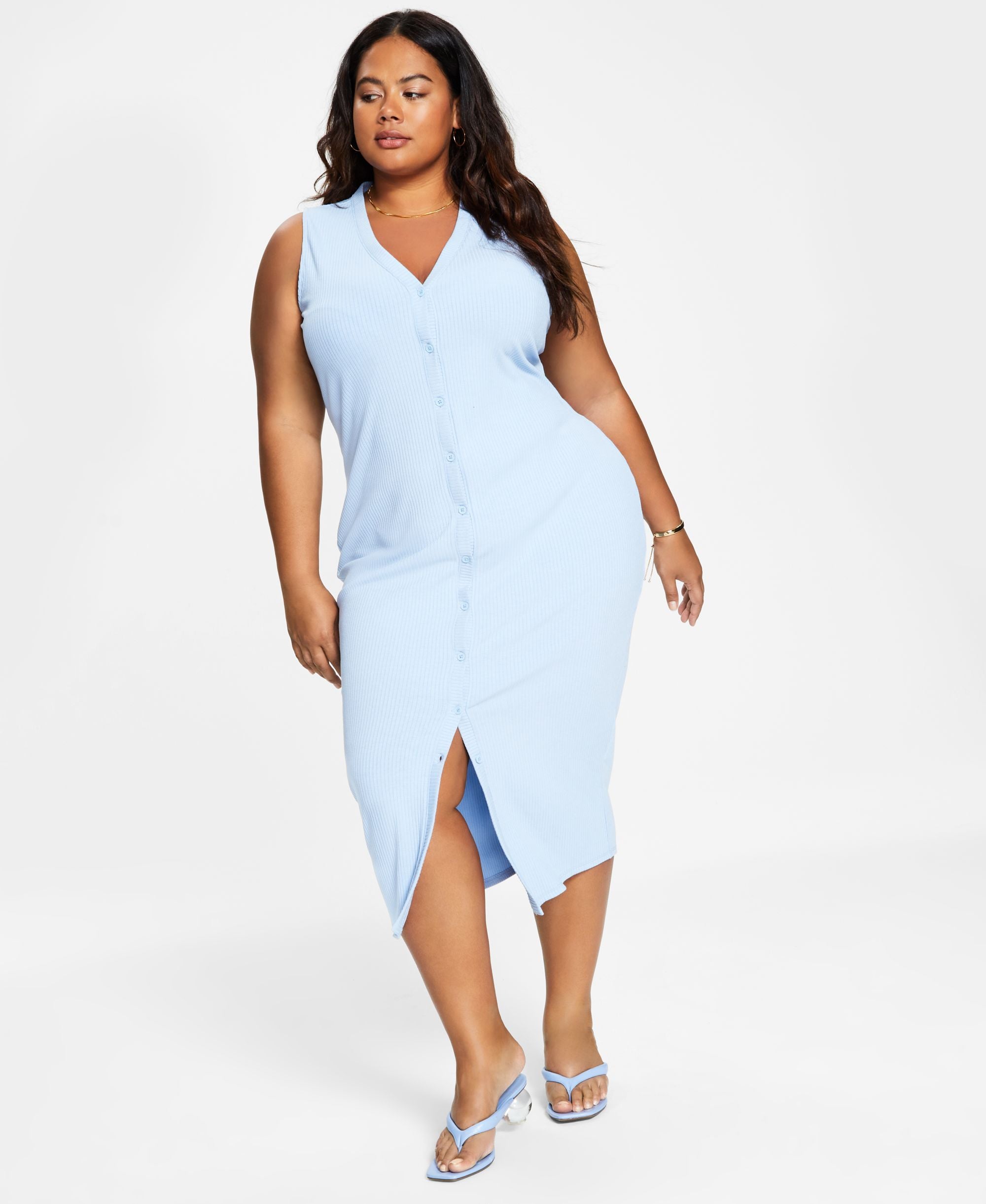 Bar III Trendy Plus Size Bodycon Cardigan Dress