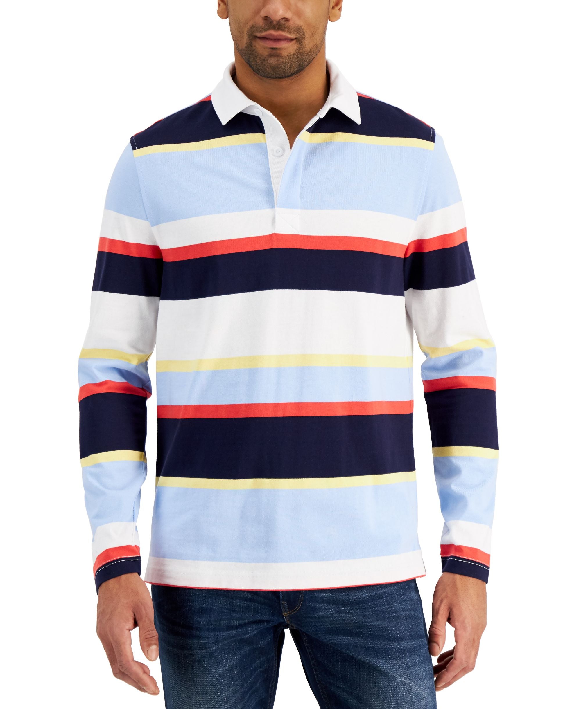 Club Room Mens Regular Fit Stripe Rugby Shirt