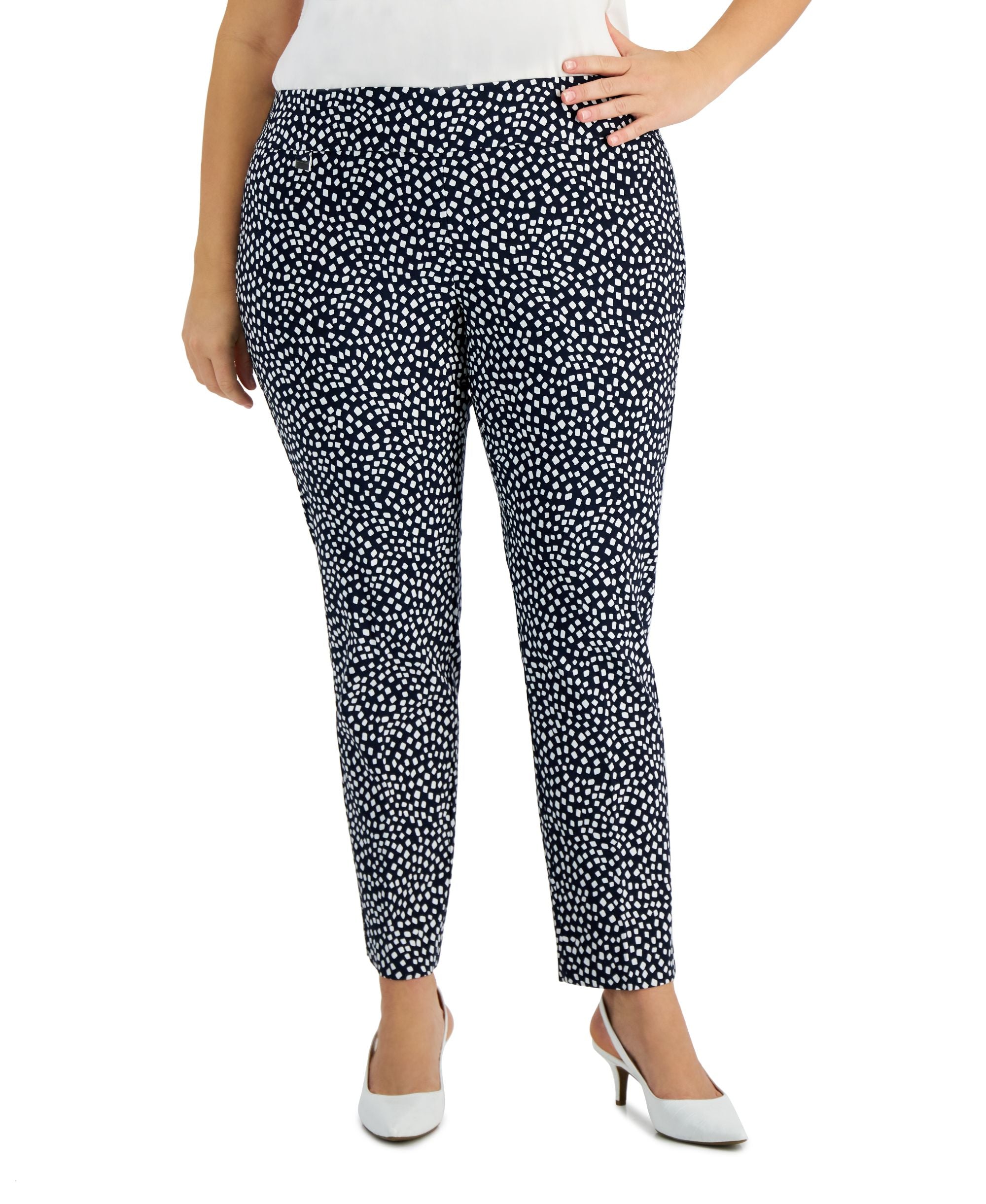 Alfani Plus Size Printed Tummy Control Pants
