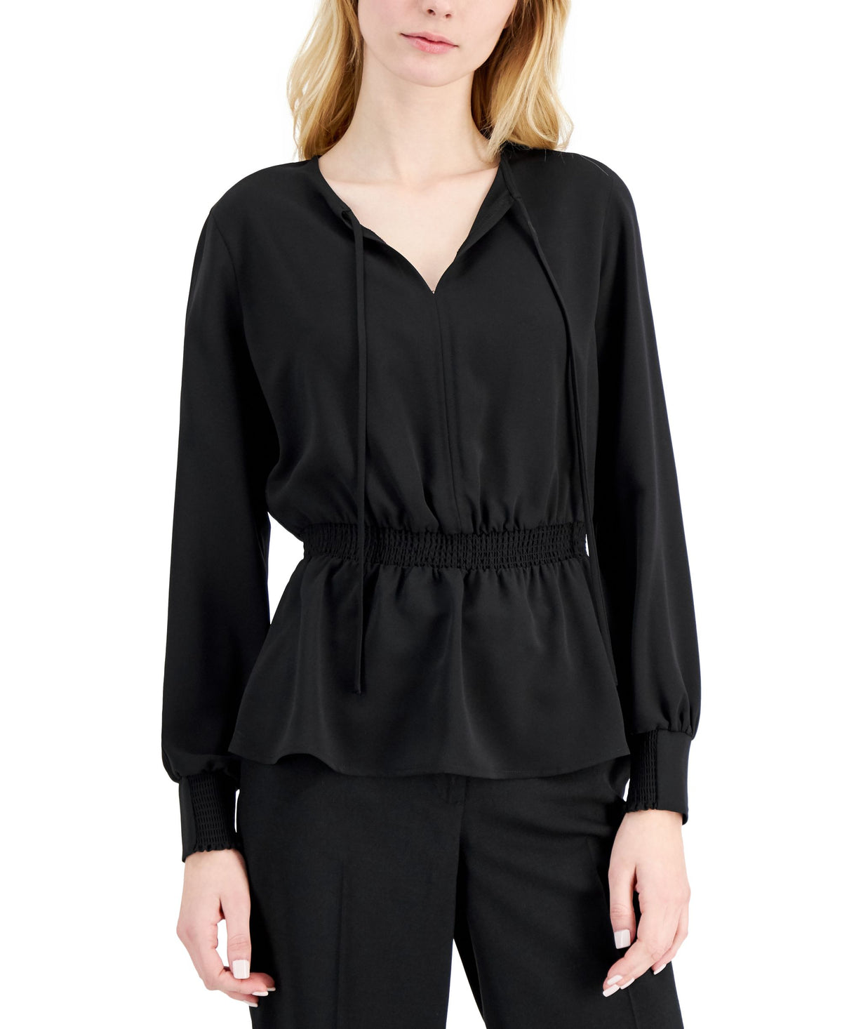 Alfani Smocked Peplum Top