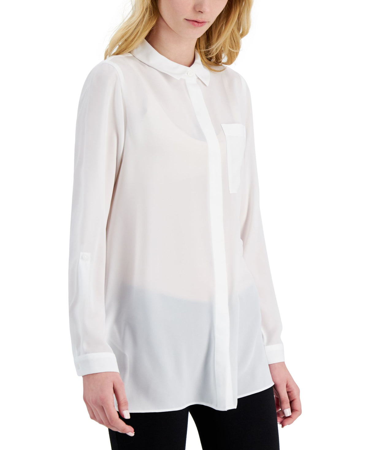 Alfani Petite Button Front Tunic Top