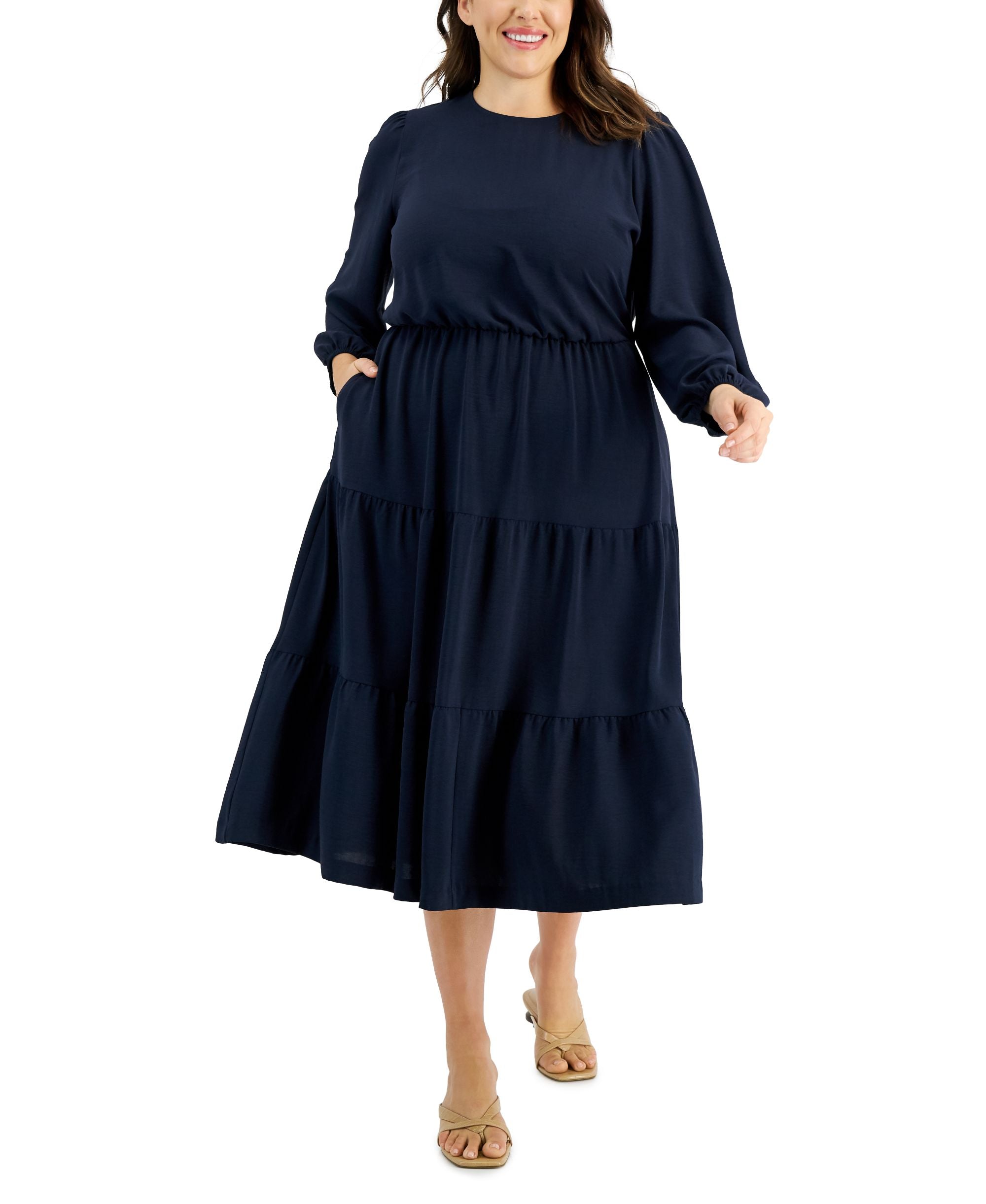 Alfani Plus Size Tiered Midi Dress