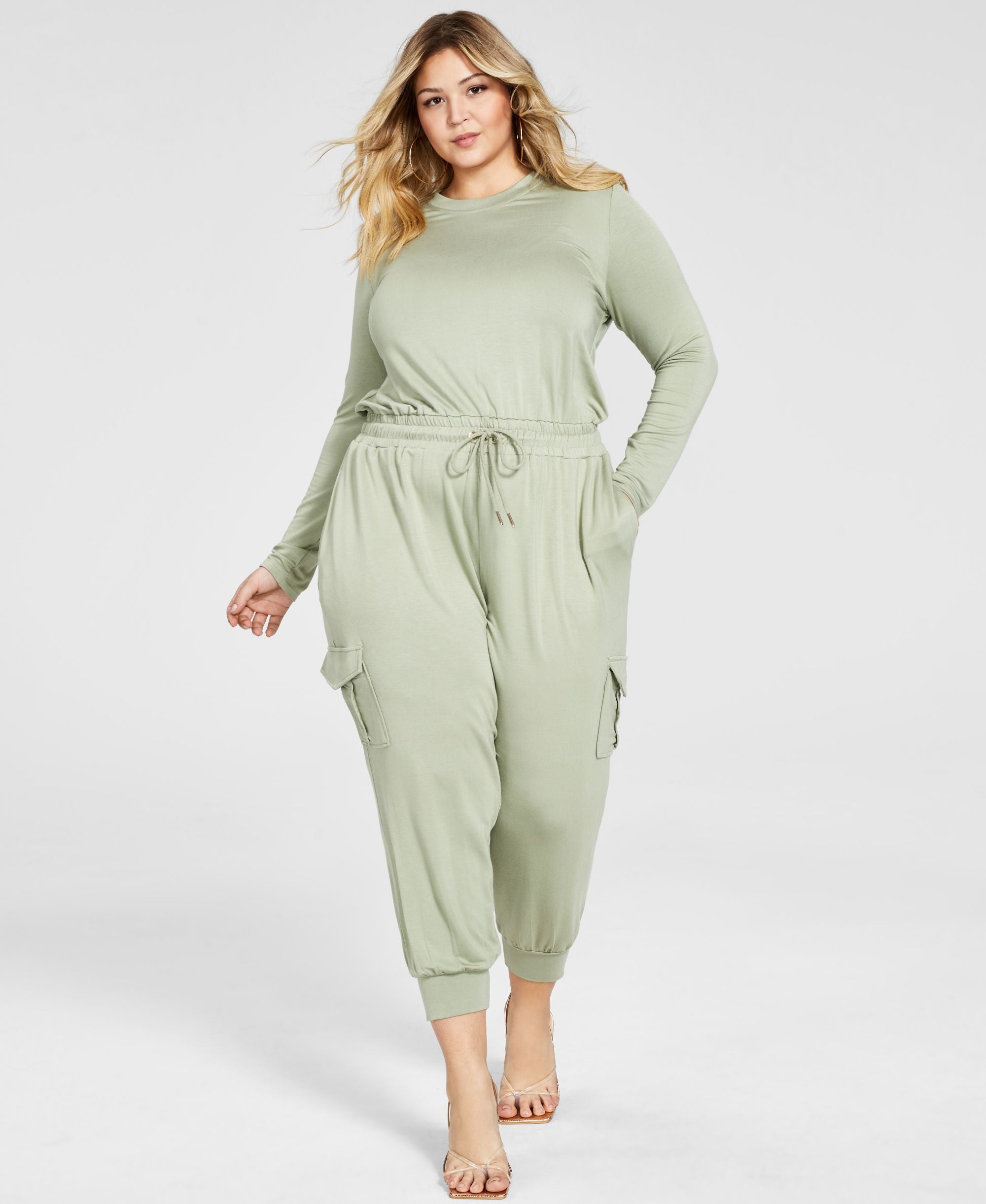 Nina Parker Trendy Plus Size French Terry Jumpsuit