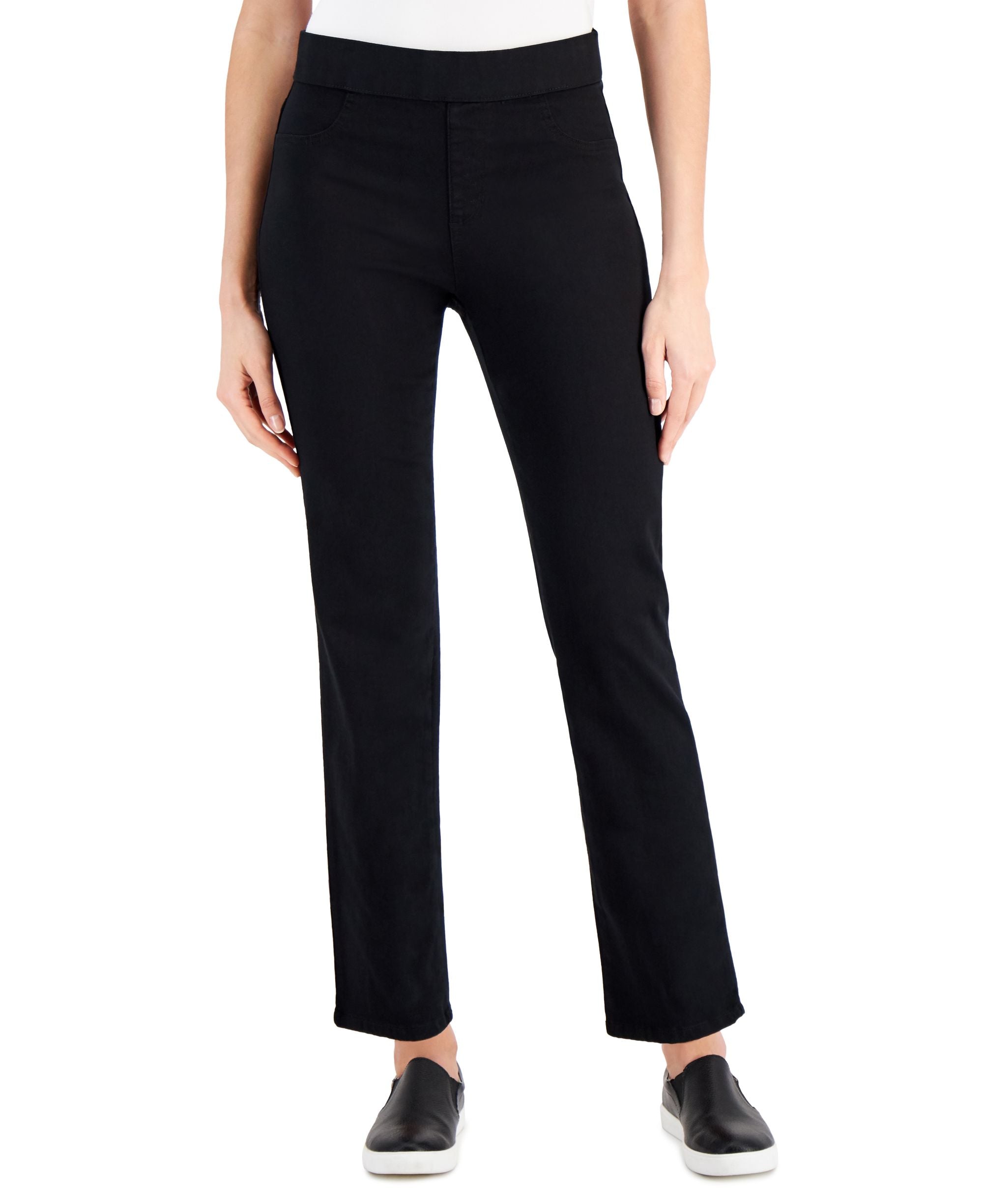 Karen Scott Womens Pull On Black Denim Pants