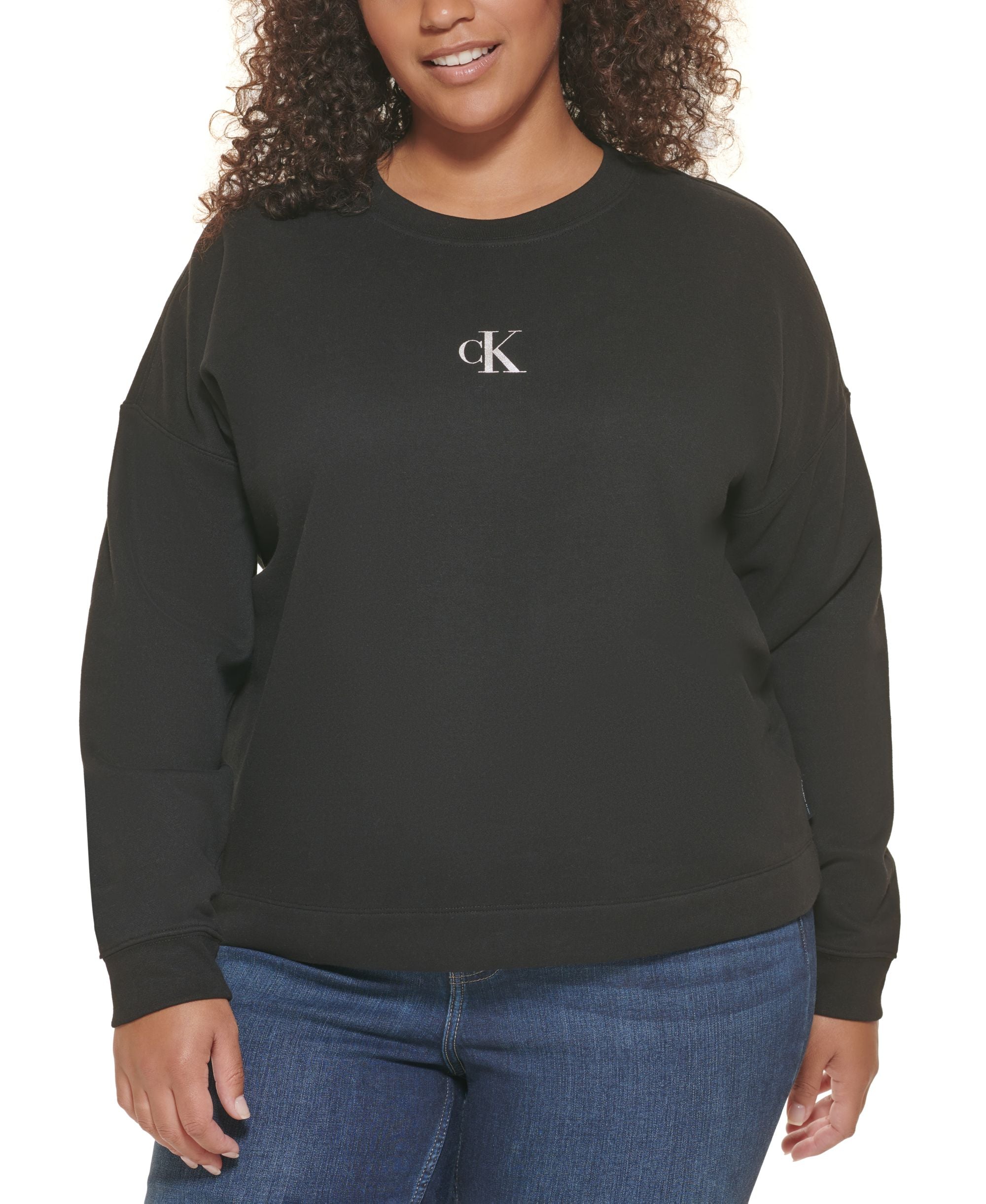 Calvin Klein Jeans Trendy Plus Size Logo Long Sleeve Sweatshirt