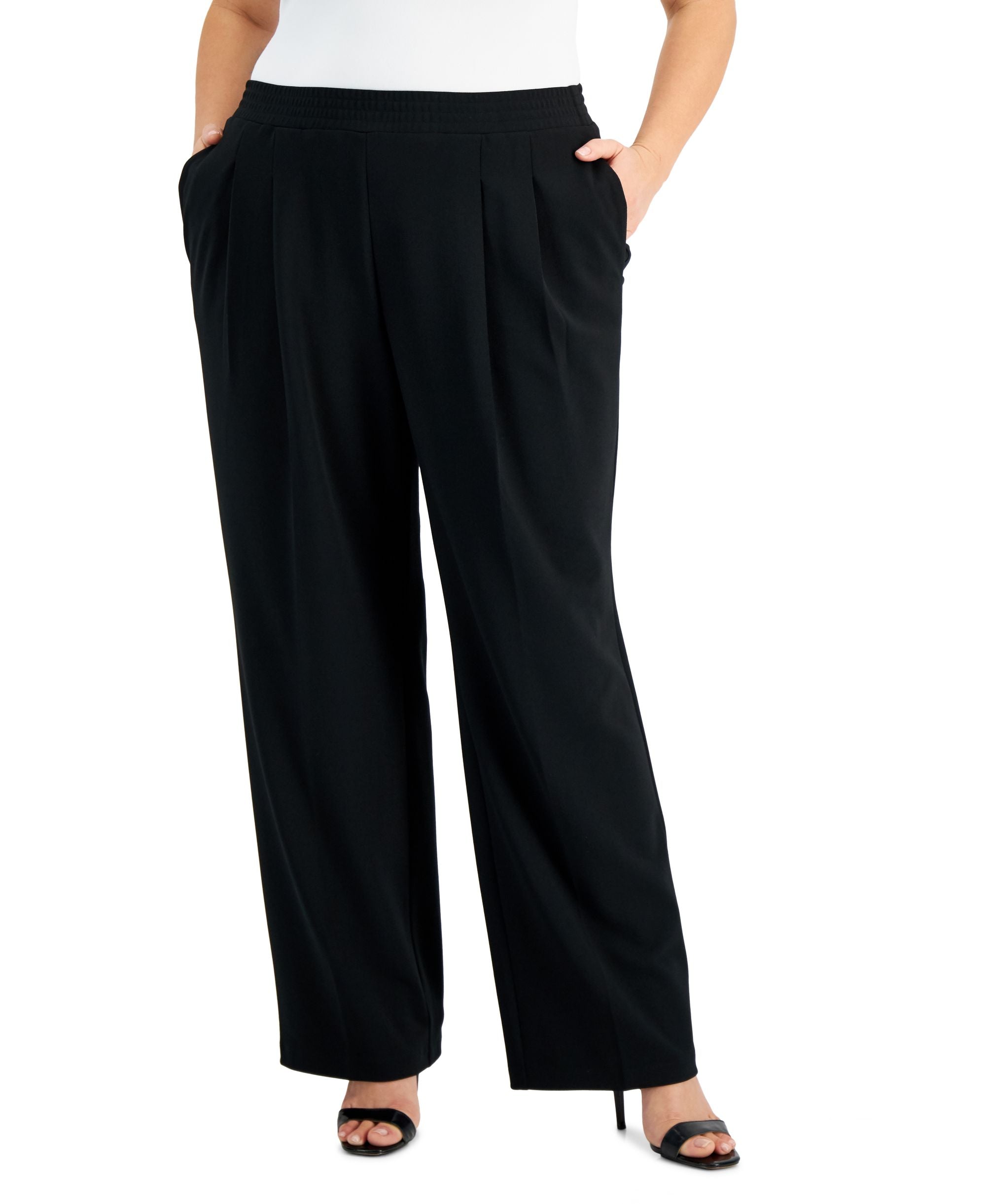 Alfani Plus Size Pleated Wide Leg Pants