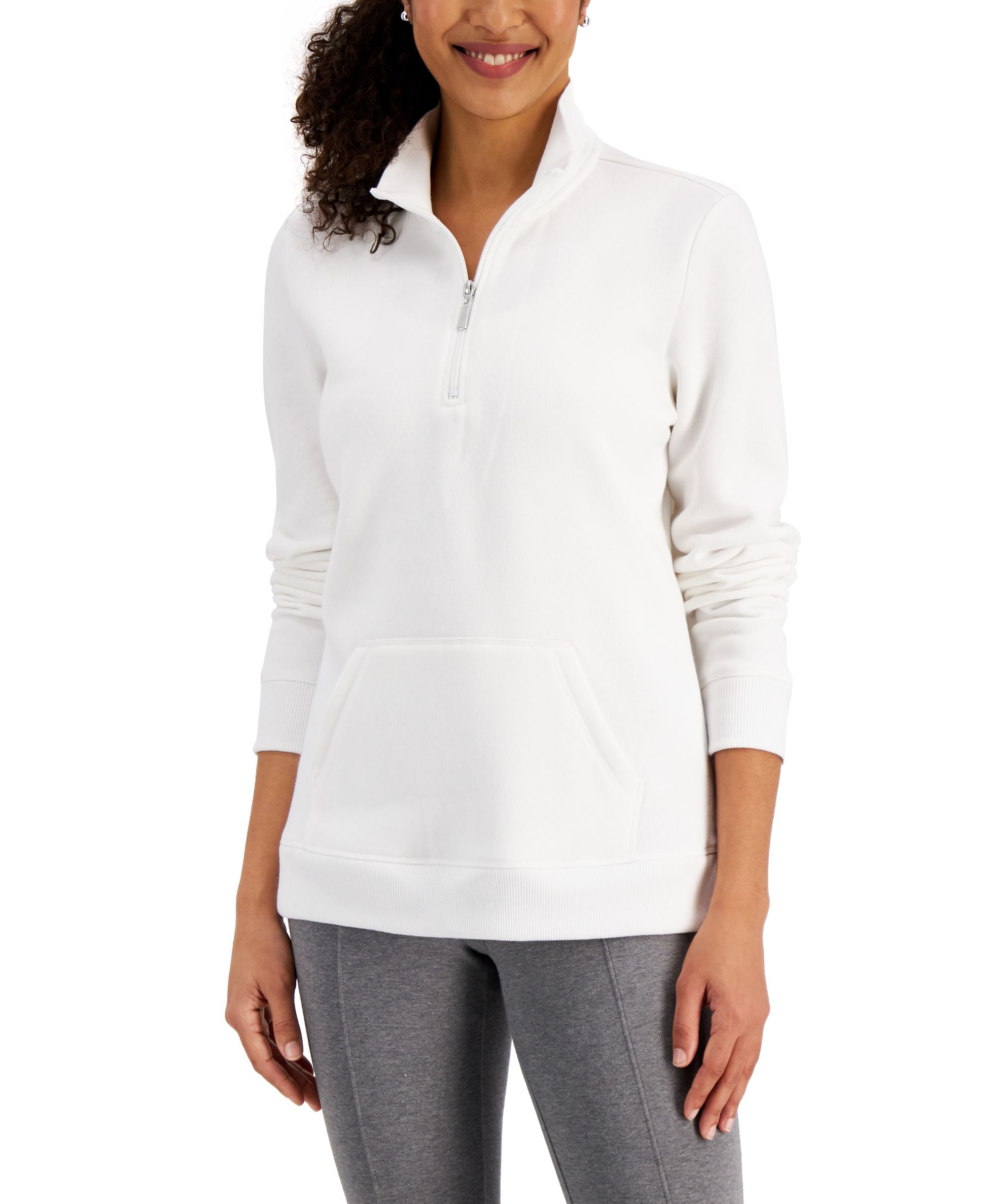 Karen Scott Fleece Quarter Zip Pullover