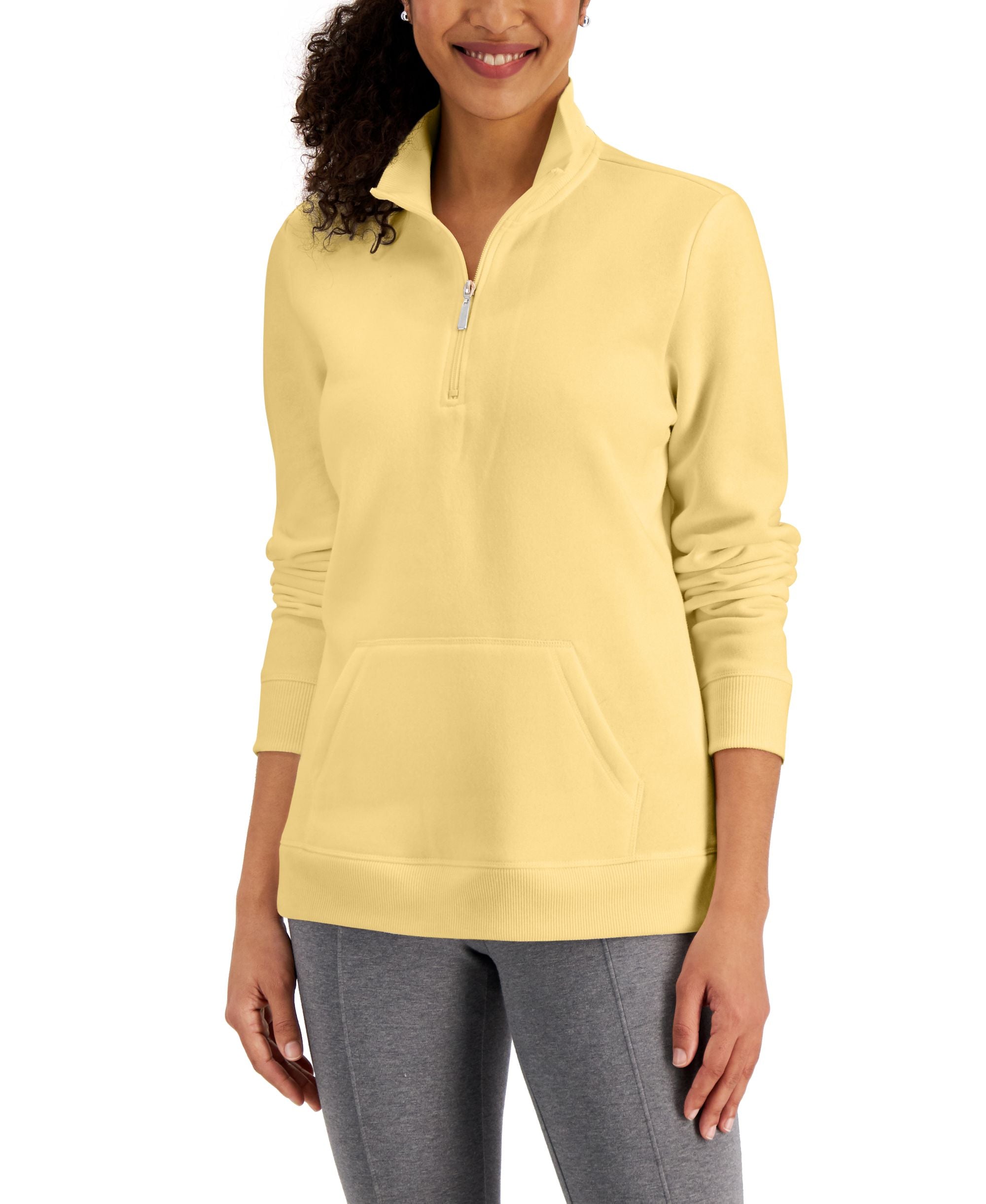 Karen Scott Fleece Quarter Zip Pullover