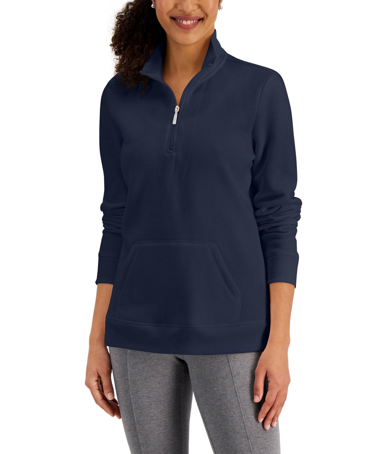 Karen Scott Fleece Quarter Zip Pullover
