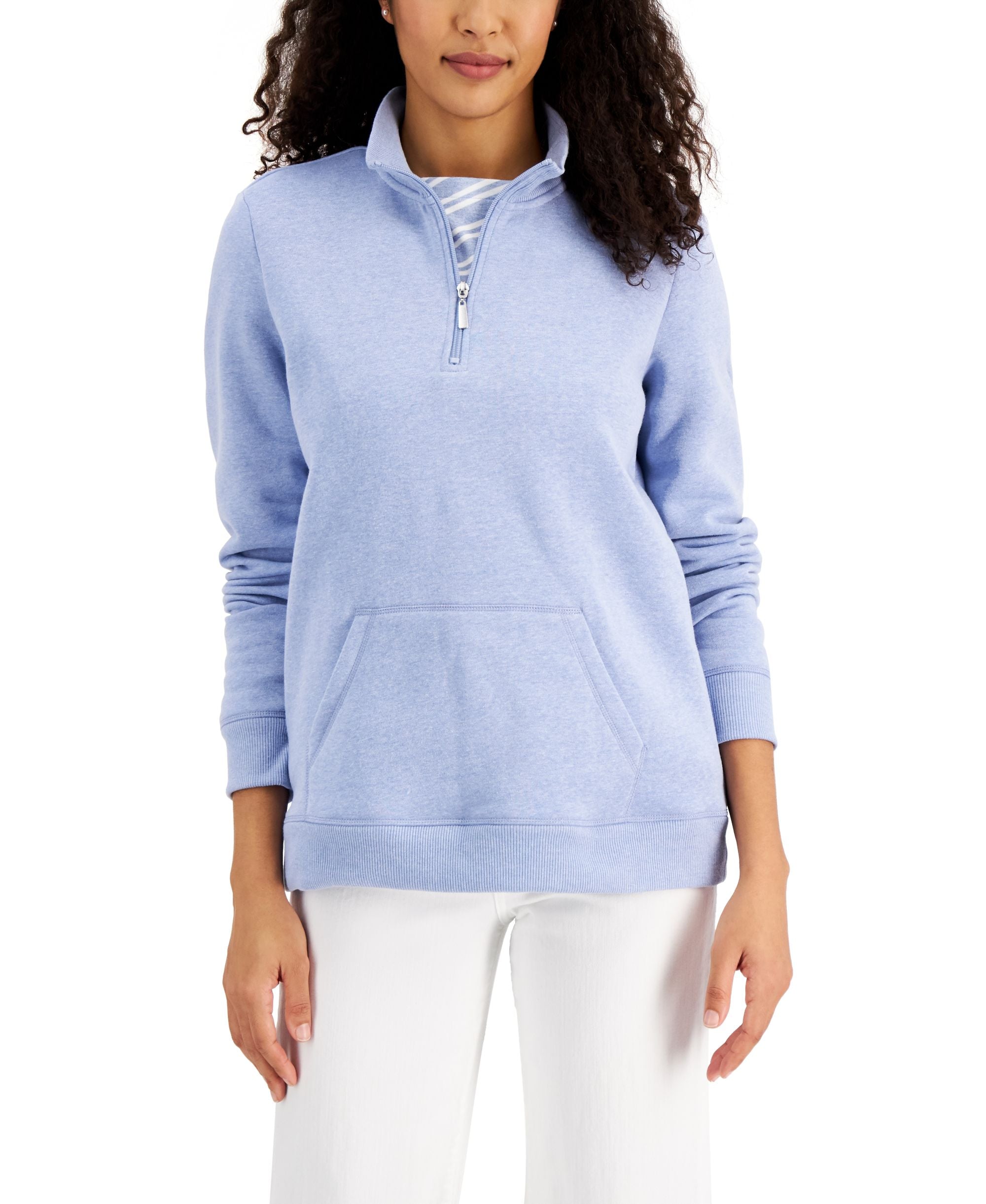 Karen Scott Fleece Quarter Zip Pullover