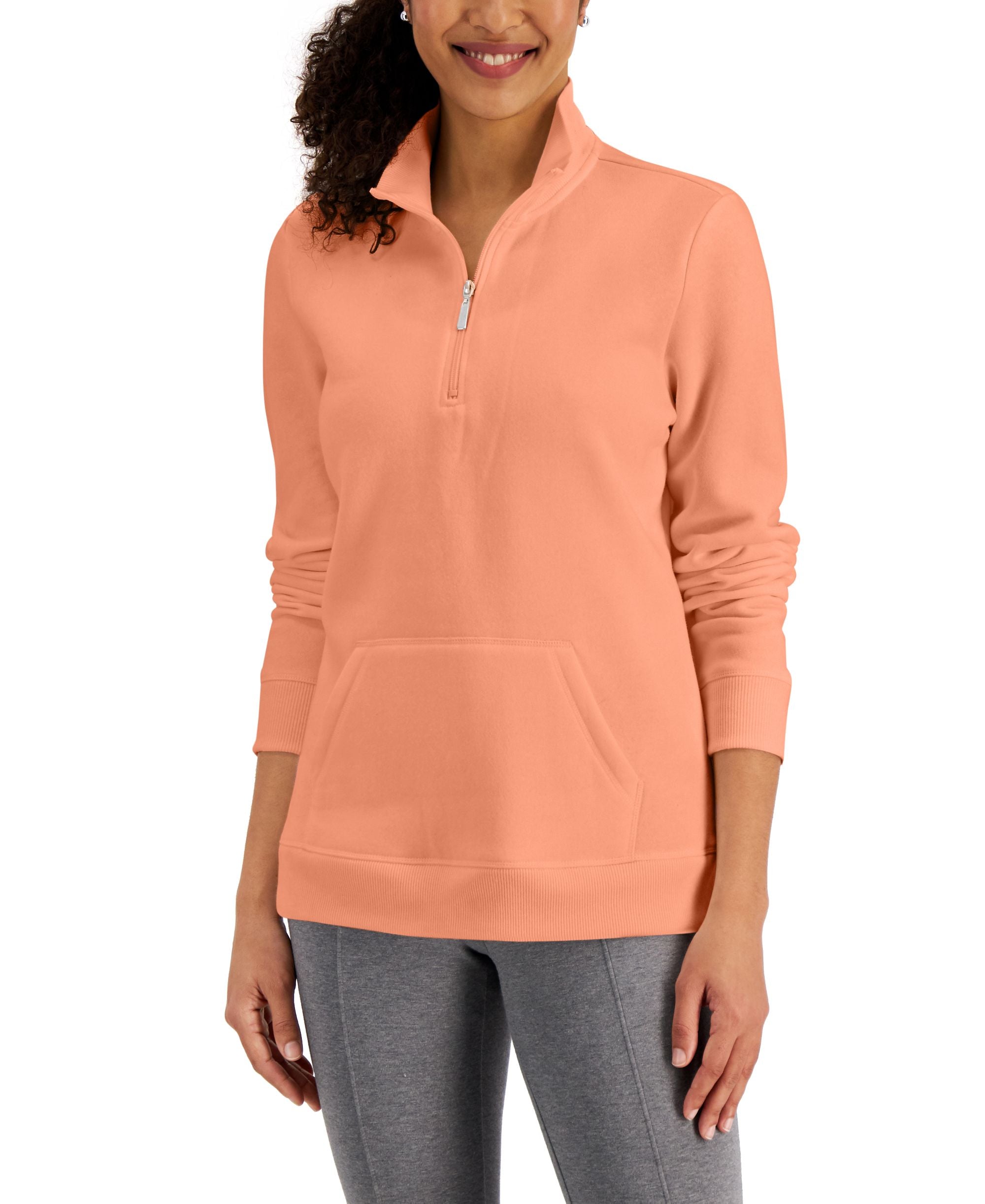 Karen Scott Fleece Quarter Zip Pullover
