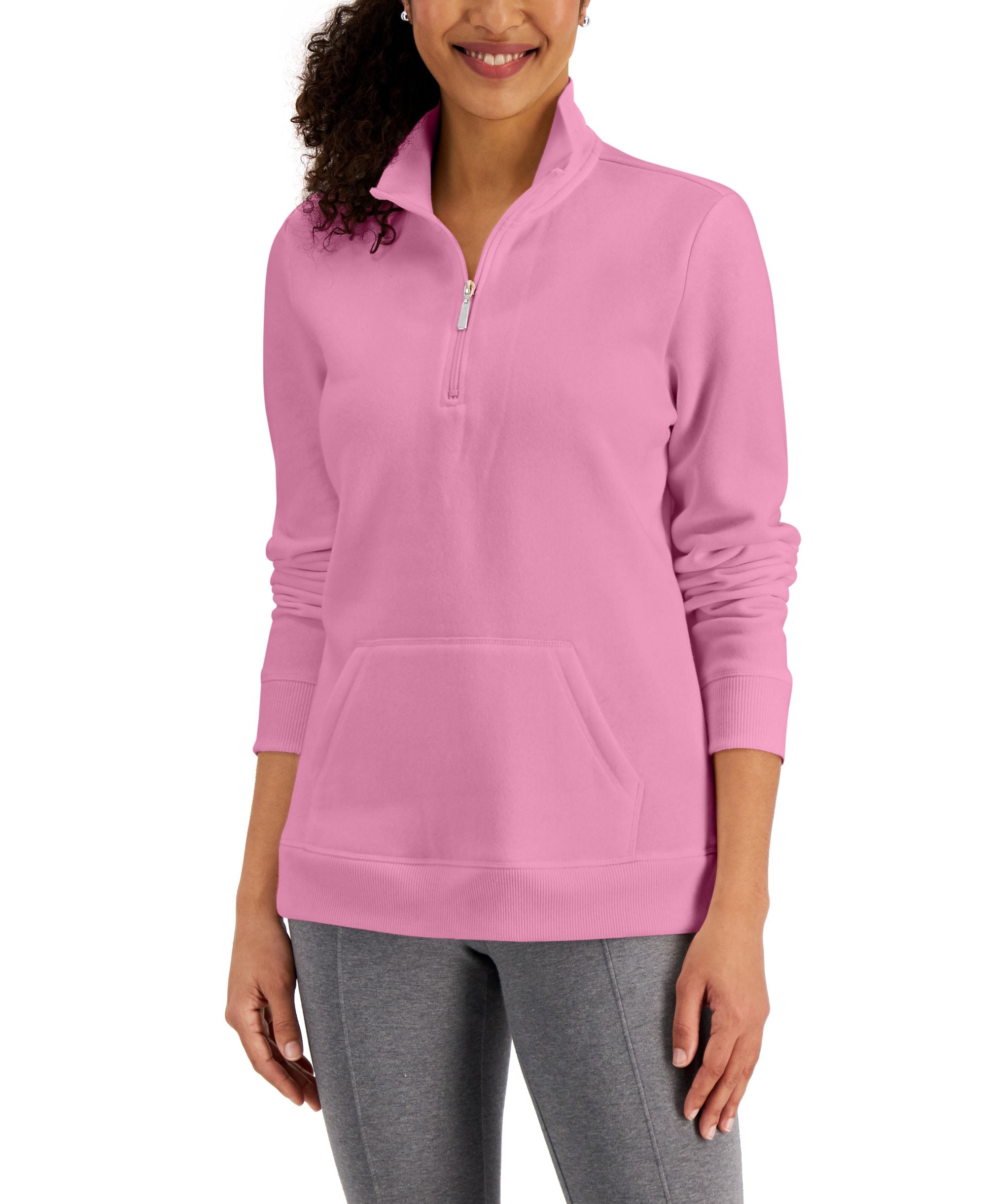 Karen Scott Fleece Quarter Zip Pullover