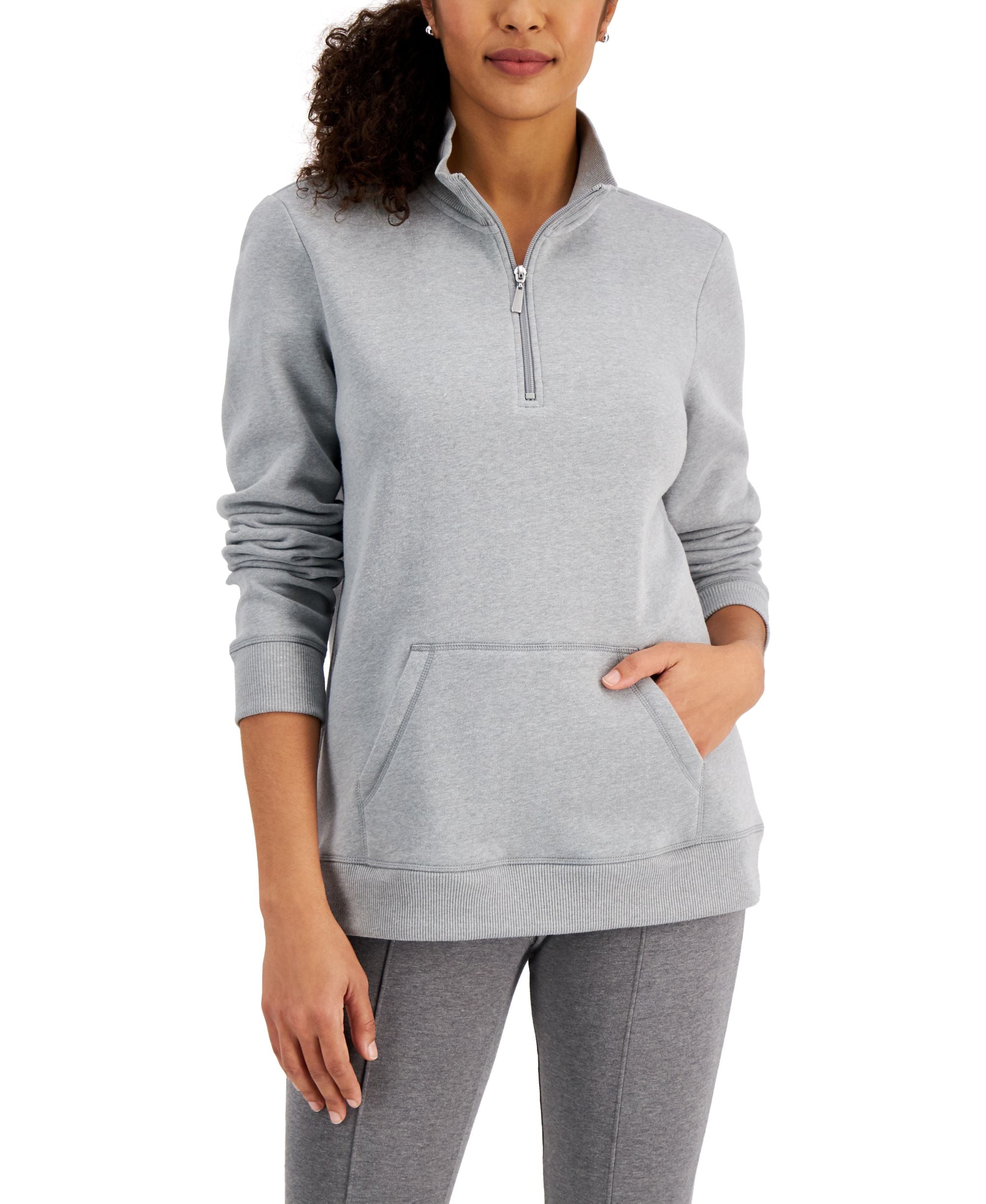 Karen Scott Fleece Quarter Zip Pullover
