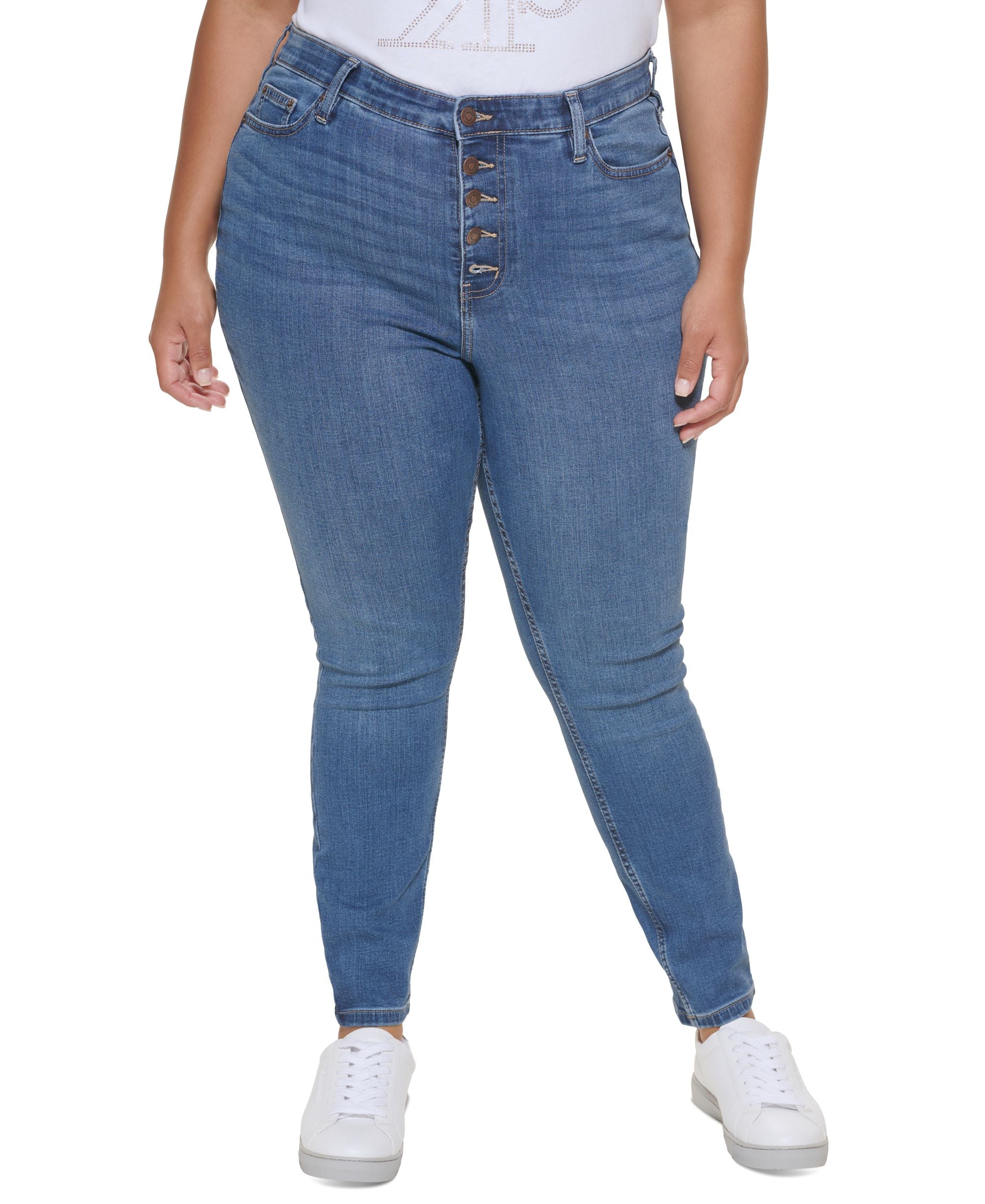 Calvin Klein Jeans Trendy Plus Size Button Fly Skinny Jeans