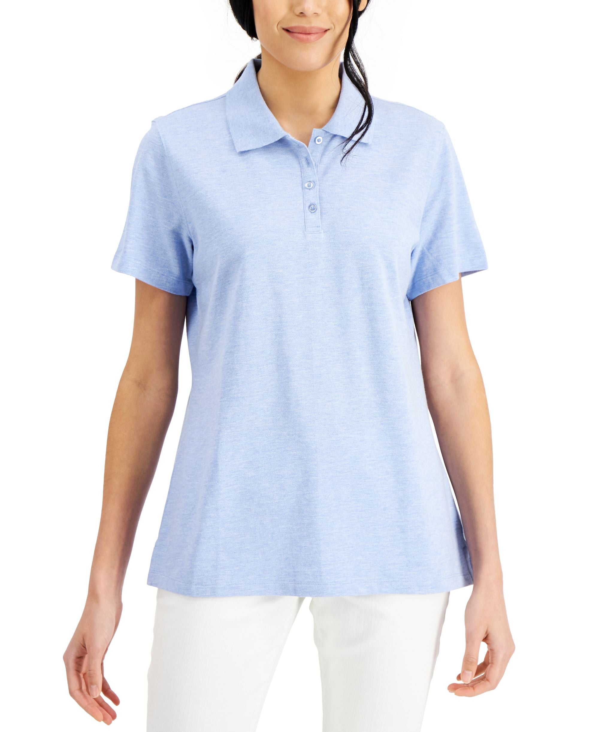 Karen Scott Petite Knit Cotton Polo