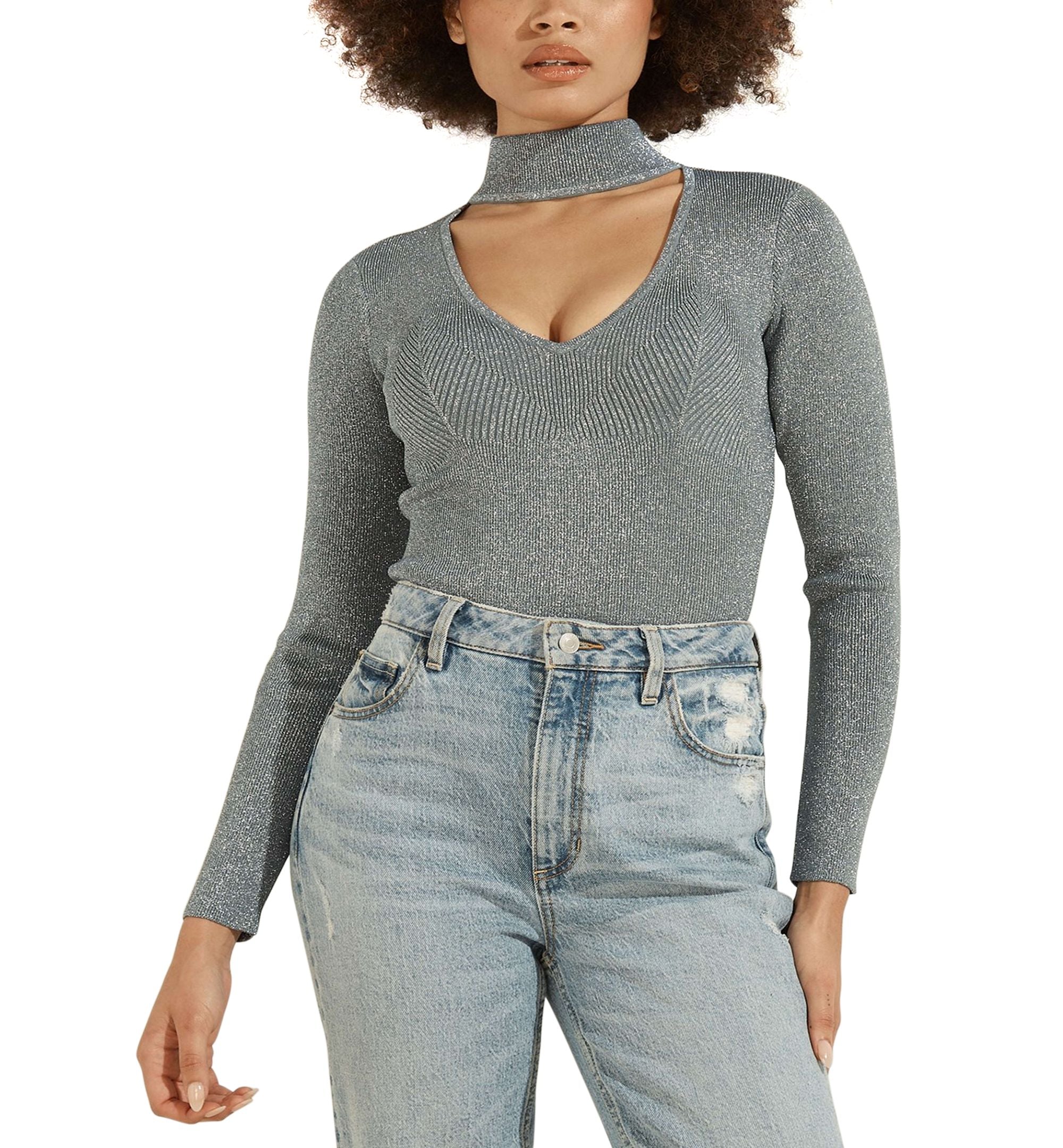 Guess Lexie Metallic Detail Choker Top