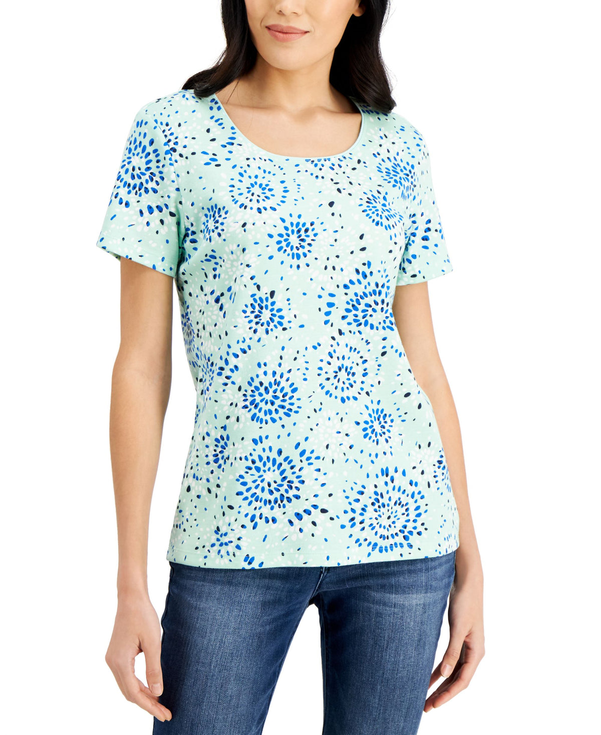 Karen Scott Petite Printed Scoop Neck T-Shirt