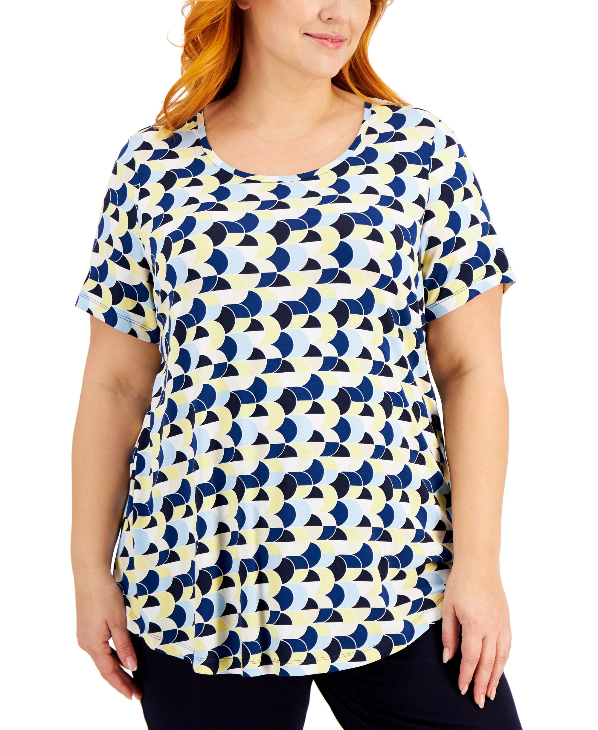 JM Collection Plus Size Geometric Print Tunic