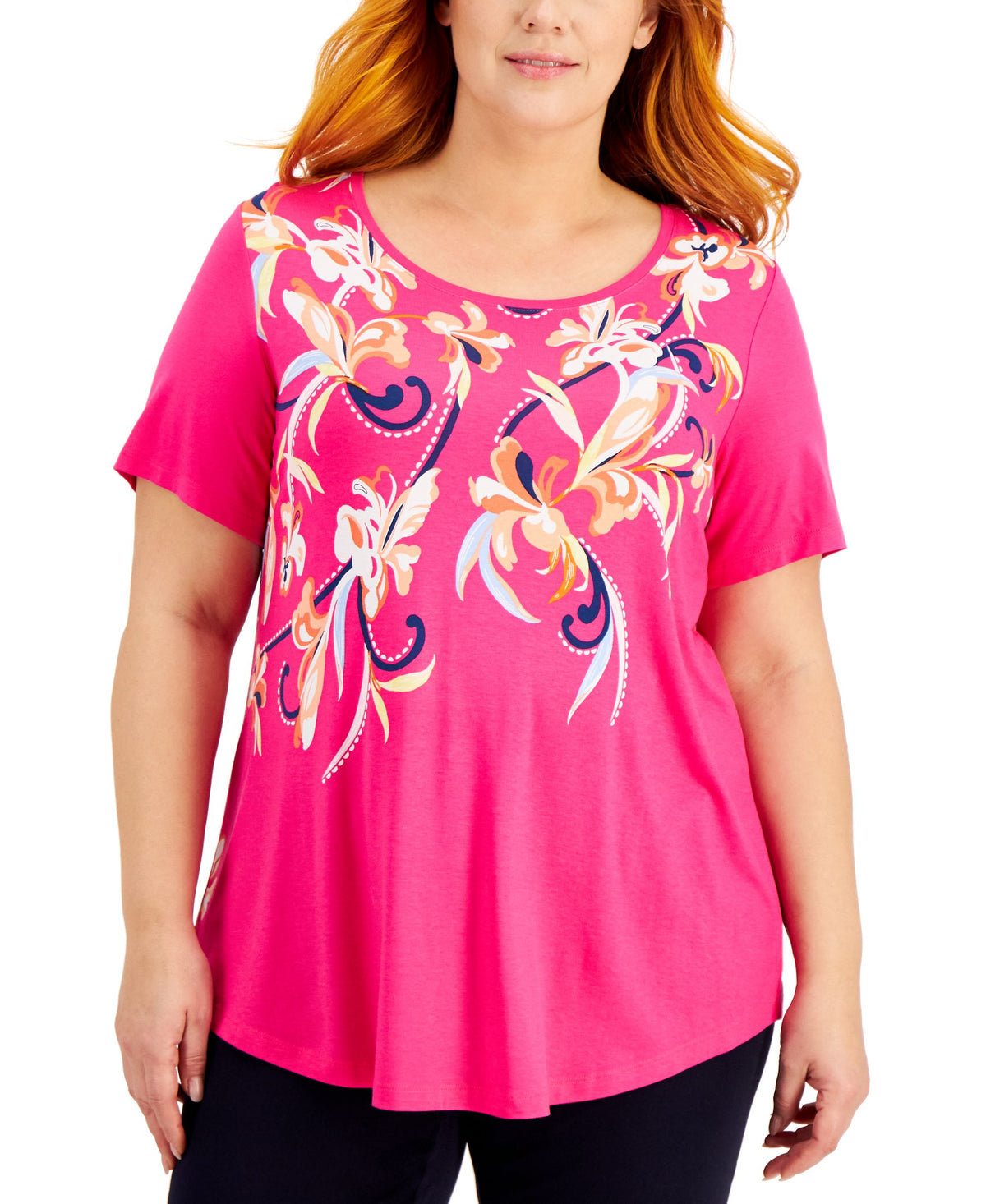 JM Collection Plus Size Printed Top